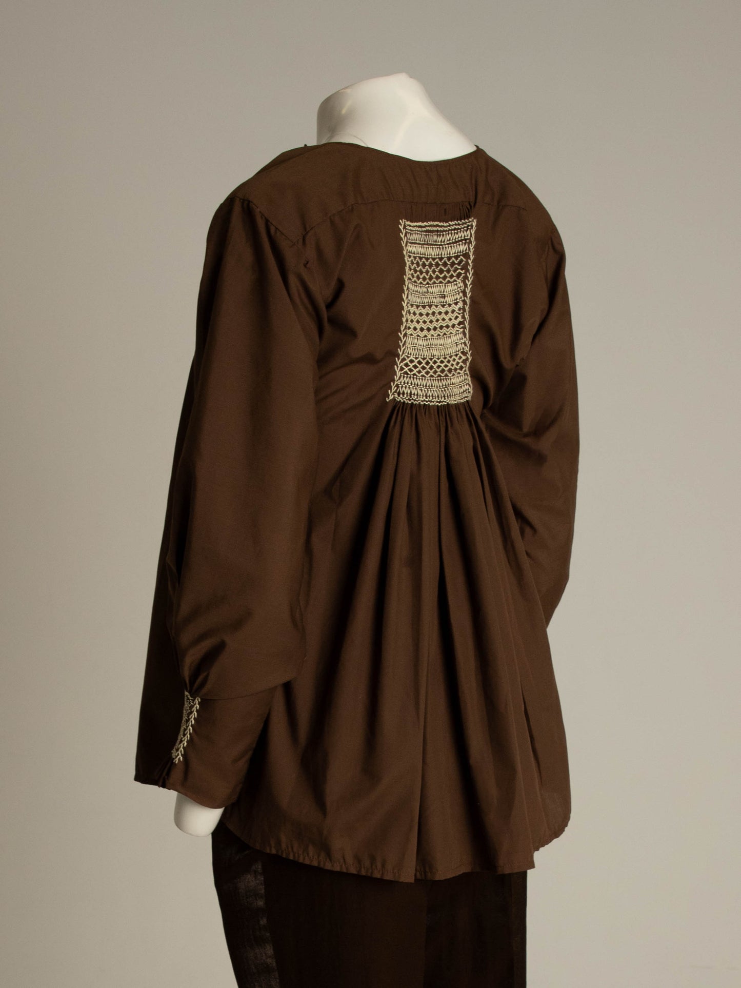 Hand Smocked Brown Cotton Blouse