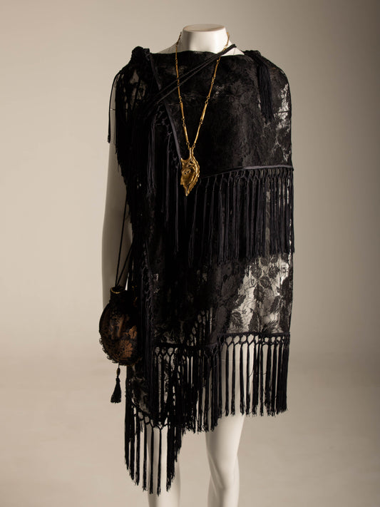 Valentino Boutique 1988 Black Lace Shawl