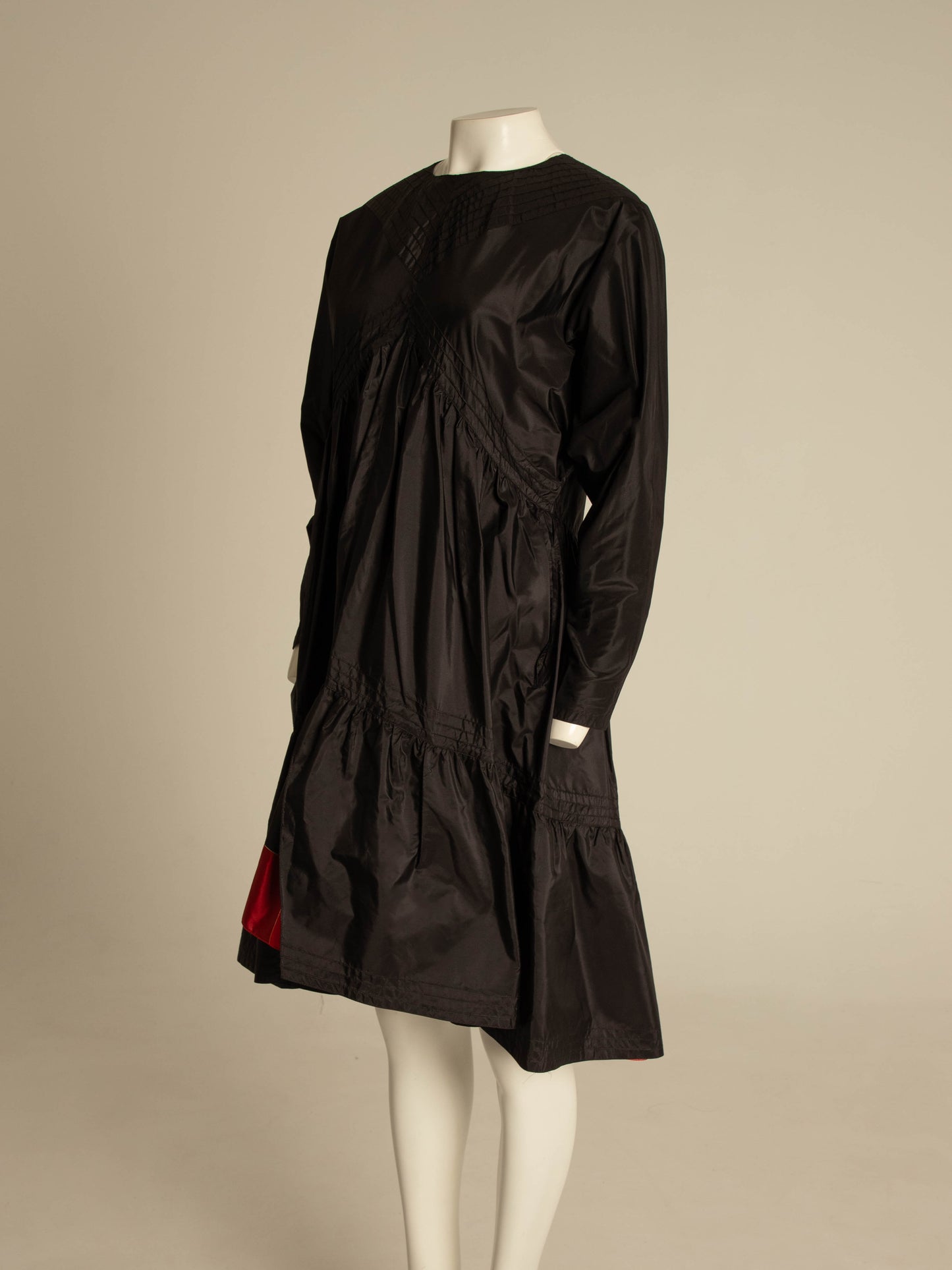 Laura Biagiotti A/W 1982 Black Silk Taffeta Dress with Tartan