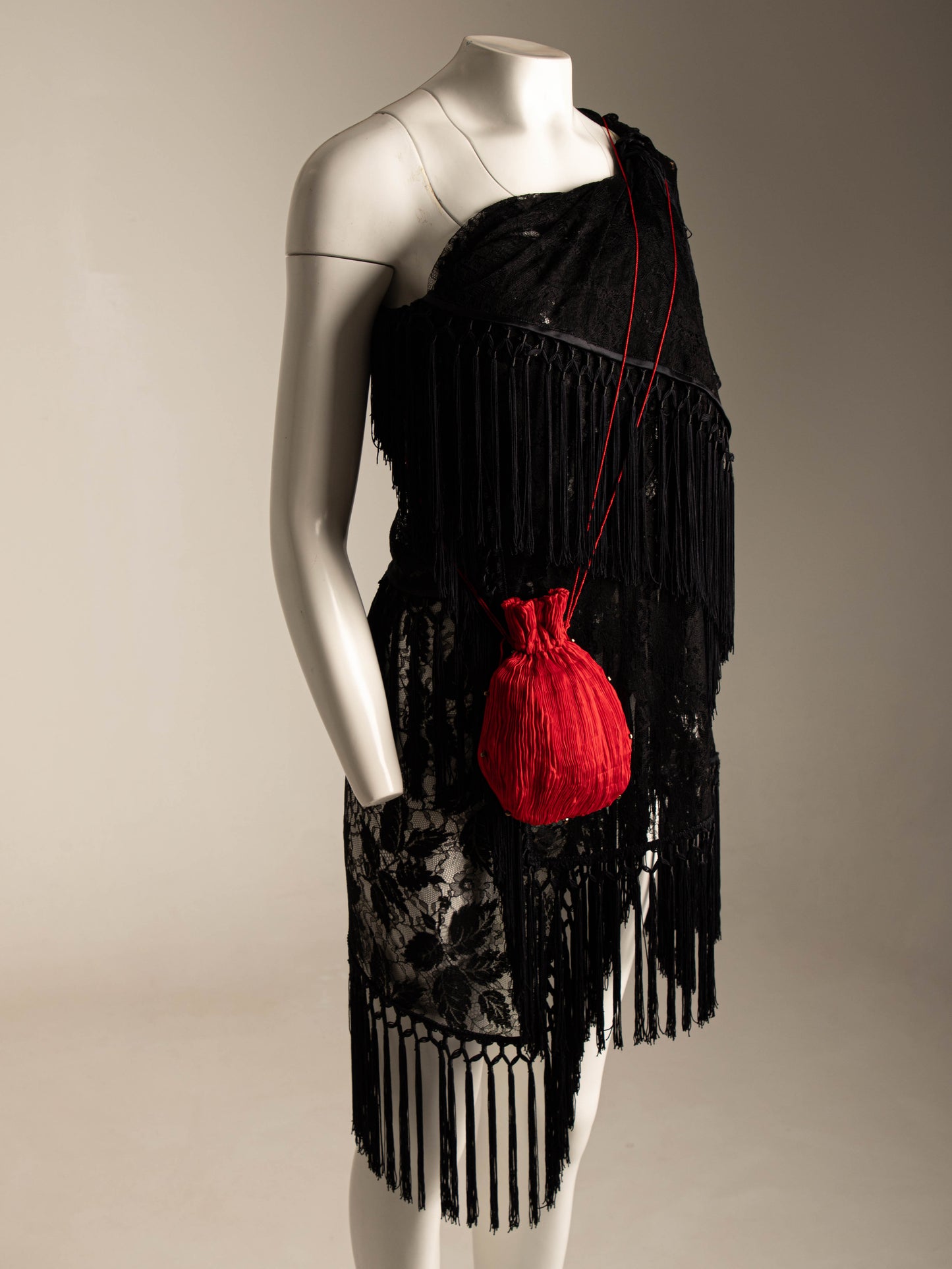 Venetia Studium Fortuny Pleated Red Silk Pouch