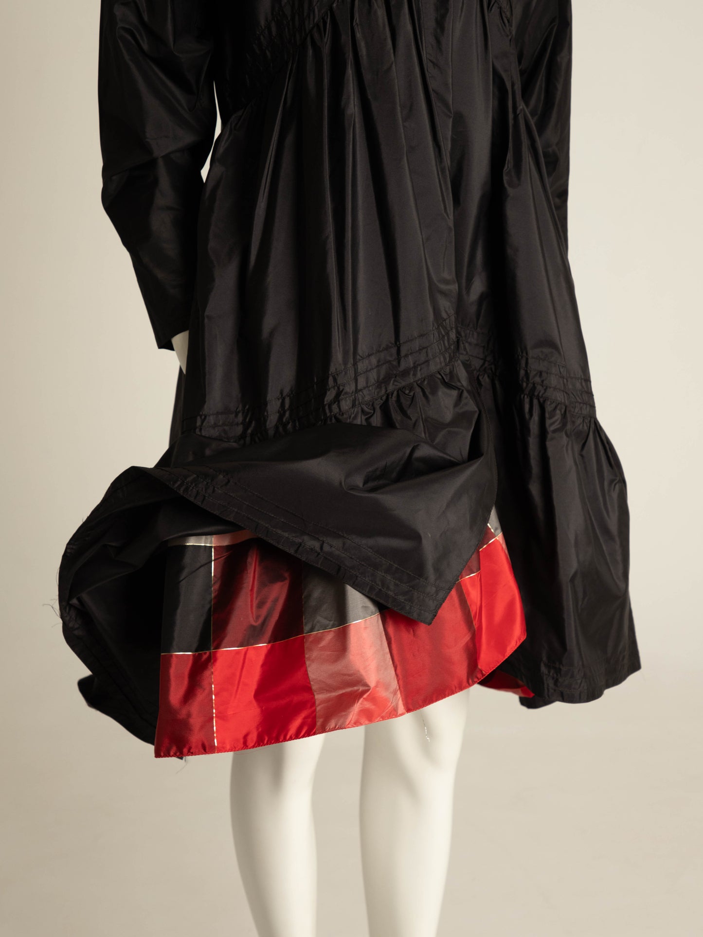Laura Biagiotti A/W 1982 Black Silk Taffeta Dress with Tartan