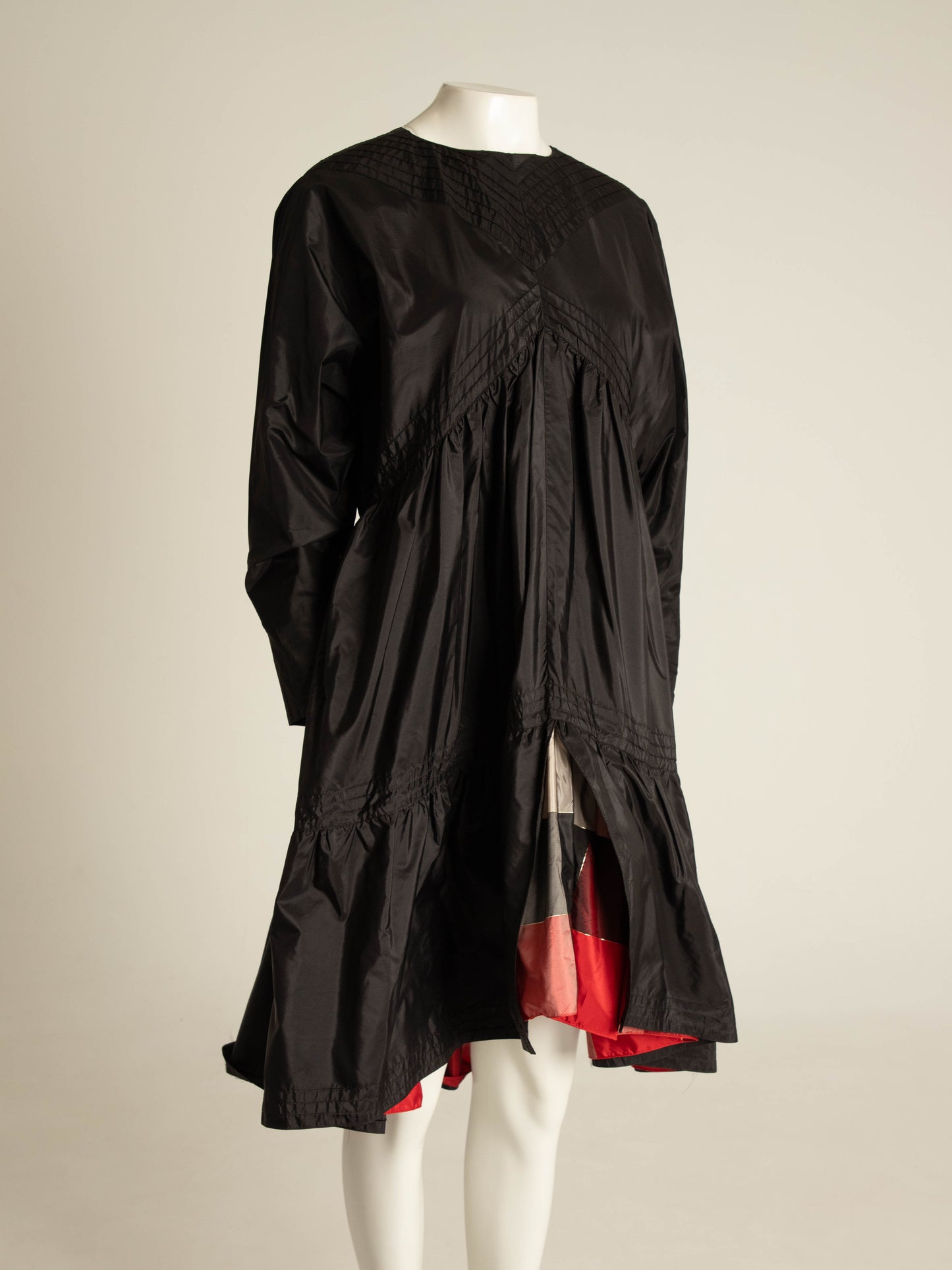 Laura Biagiotti A/W 1982 Black Silk Taffeta Dress with Tartan