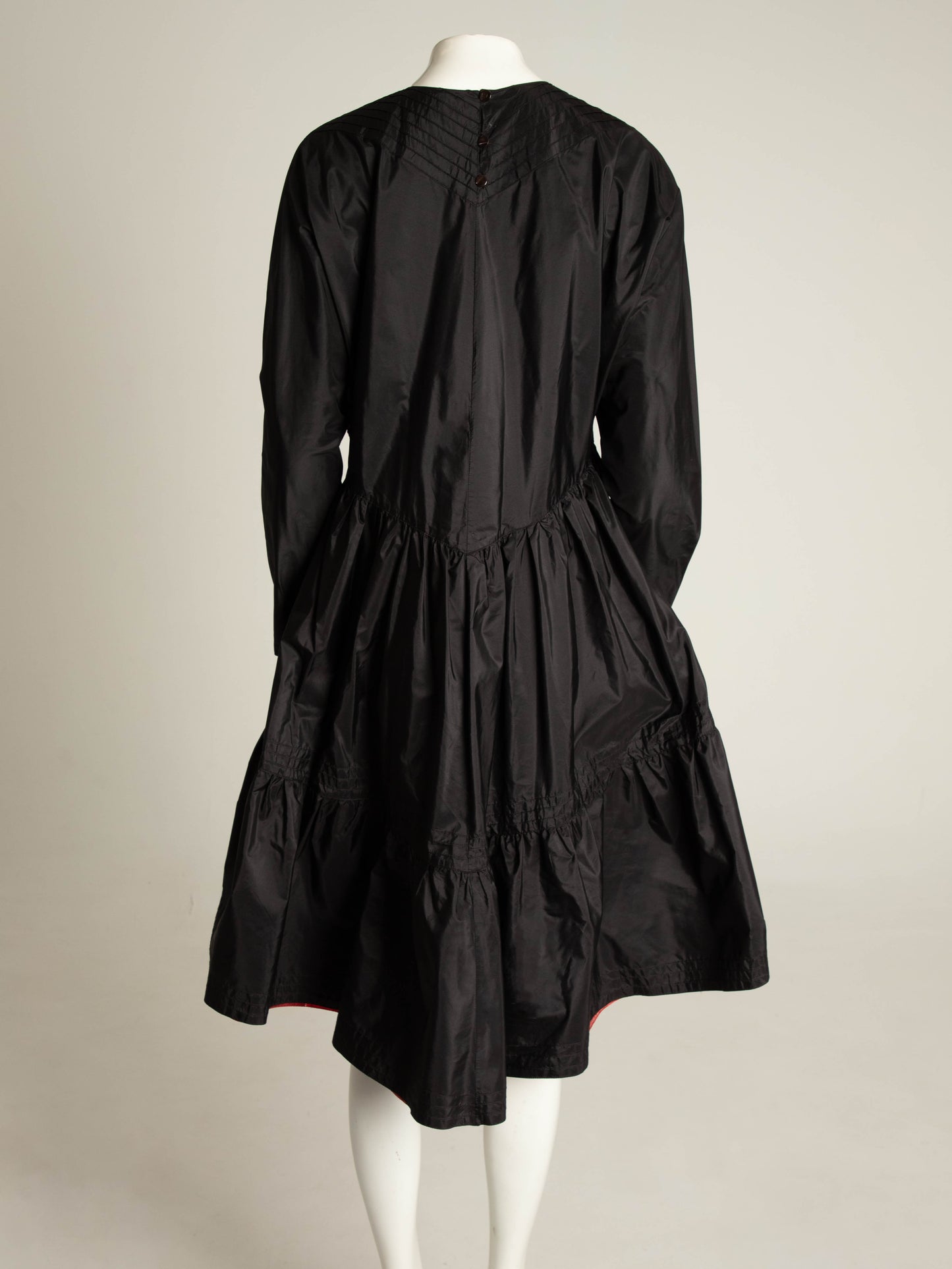 Laura Biagiotti A/W 1982 Black Silk Taffeta Dress with Tartan