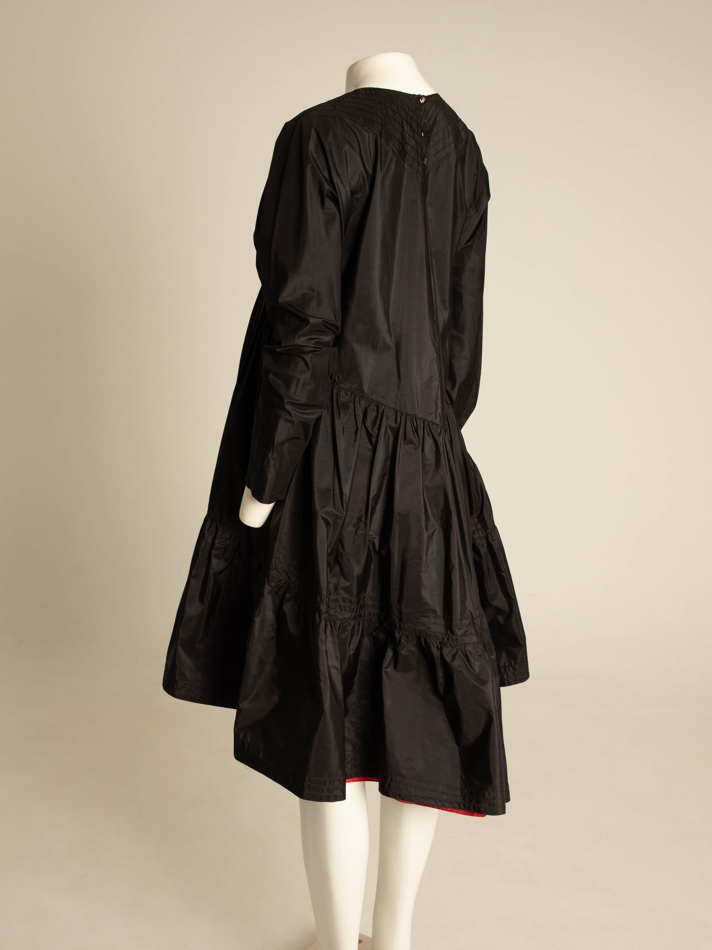 Laura Biagiotti A/W 1982 Black Silk Taffeta Dress with Tartan