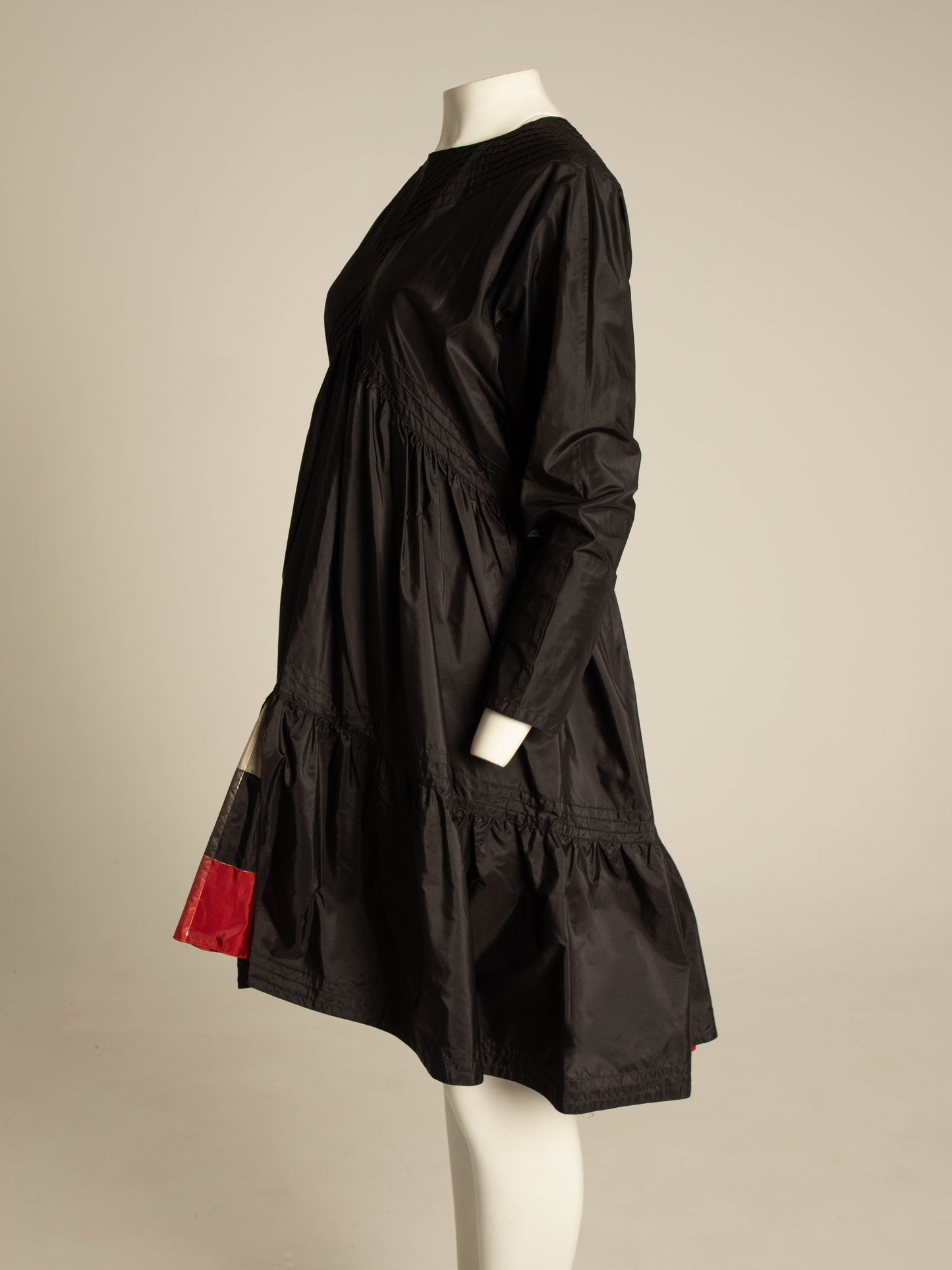 Laura Biagiotti A/W 1982 Black Silk Taffeta Dress with Tartan