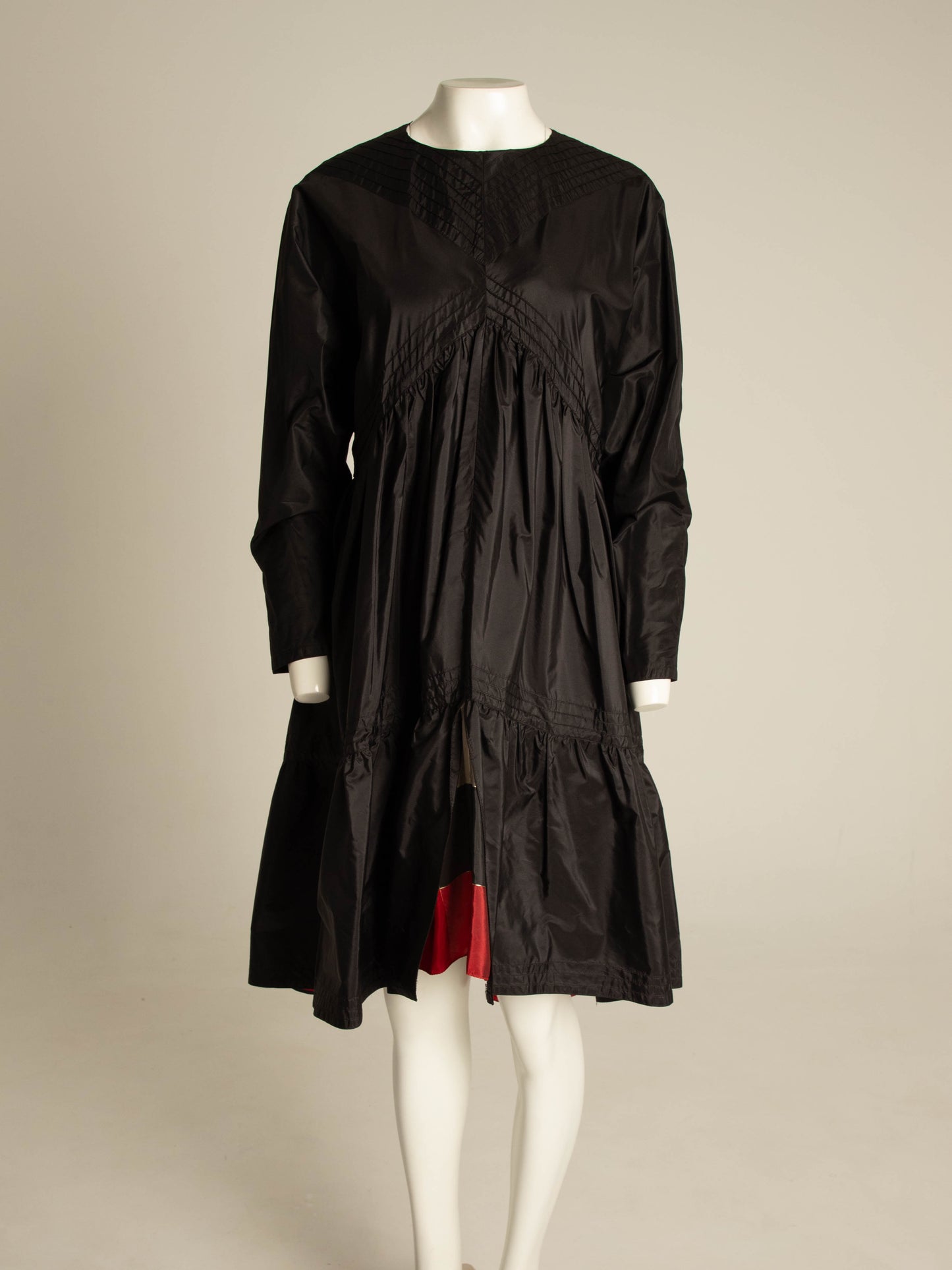 Laura Biagiotti A/W 1982 Black Silk Taffeta Dress with Tartan