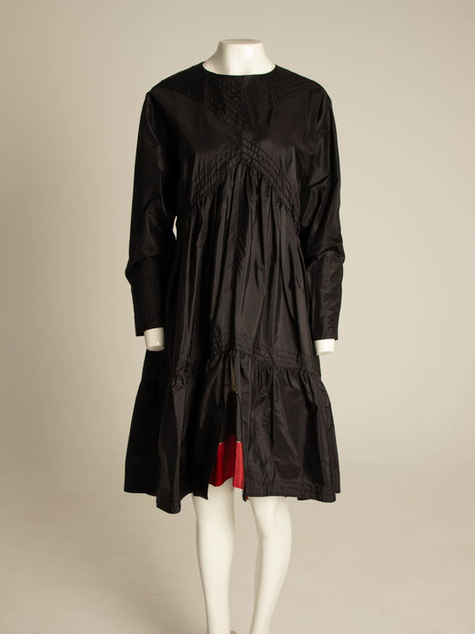 Laura Biagiotti A/W 1982 Black Silk Taffeta Dress with Tartan