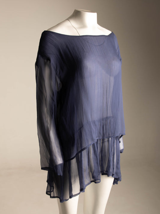 Dolce & Gabbana 1989 Blue Periwinkle Silk Layered Blouse