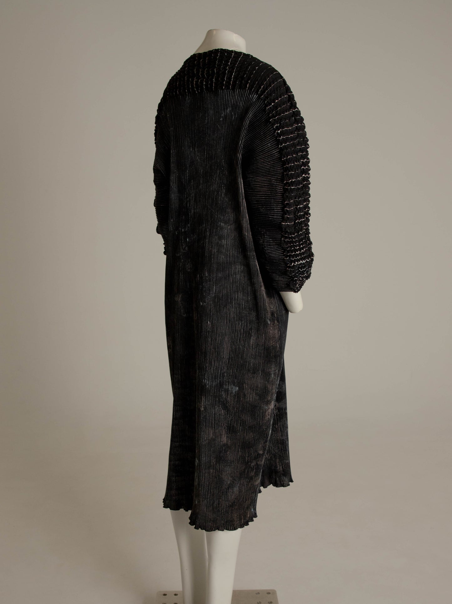 Art-to-wear Pleated Dark Green and Silver Dress