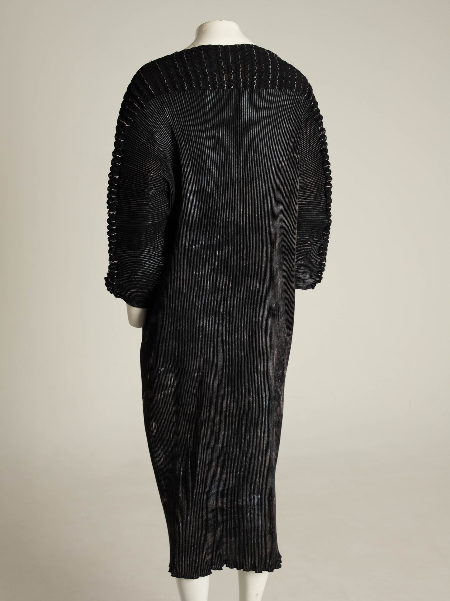 Art-to-wear Pleated Dark Green and Silver Dress