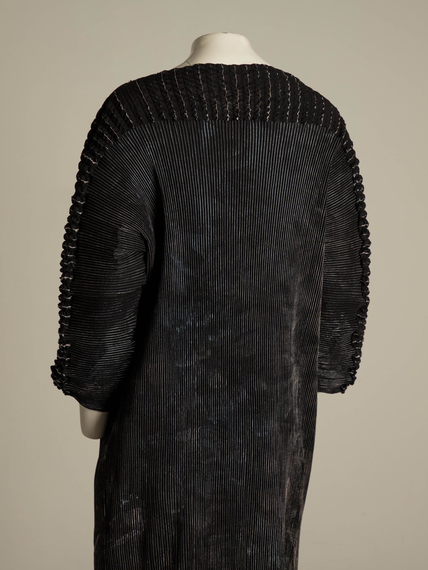 Art-to-wear Pleated Dark Green and Silver Dress