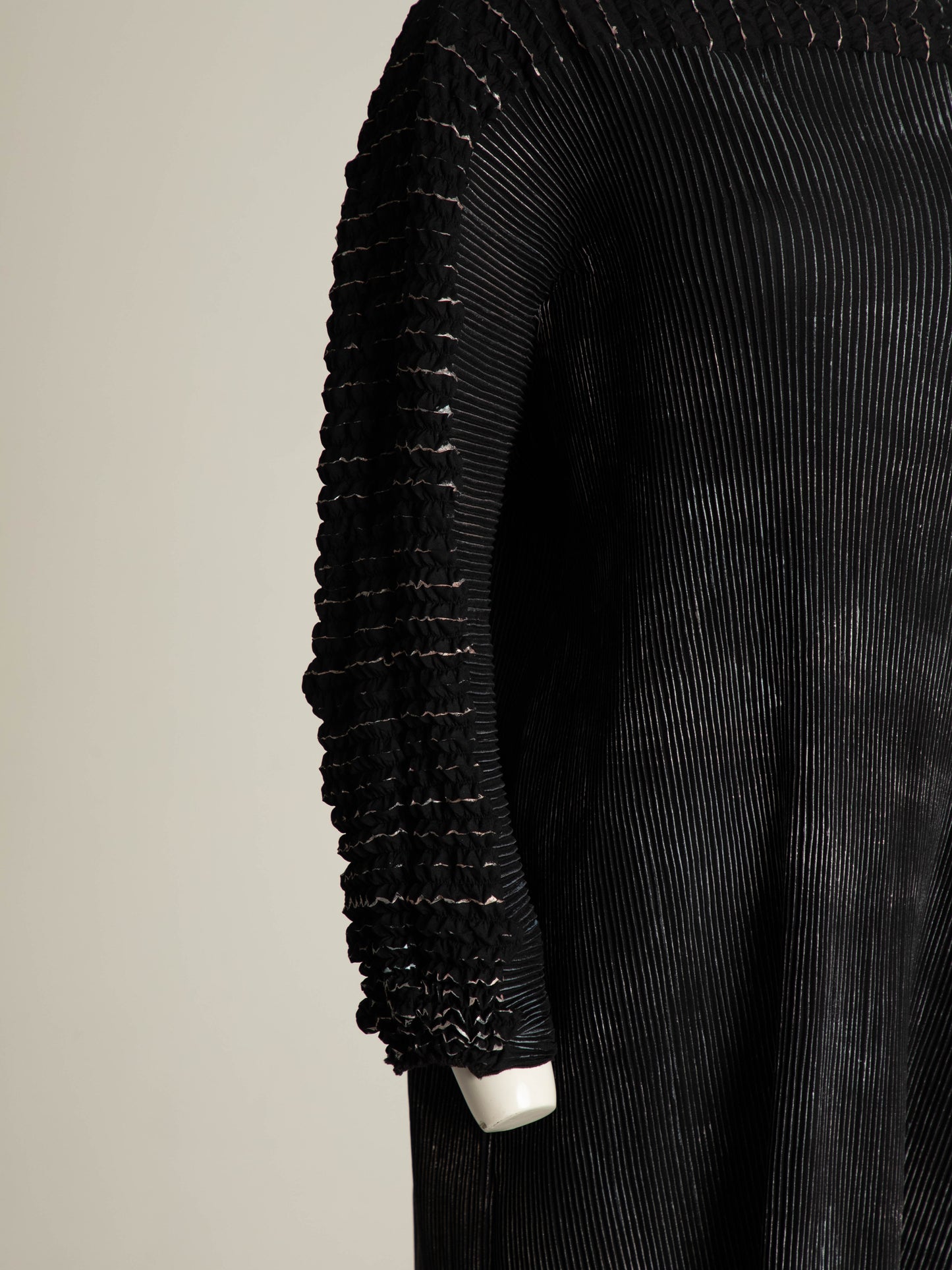 Art-to-wear Pleated Dark Green and Silver Dress