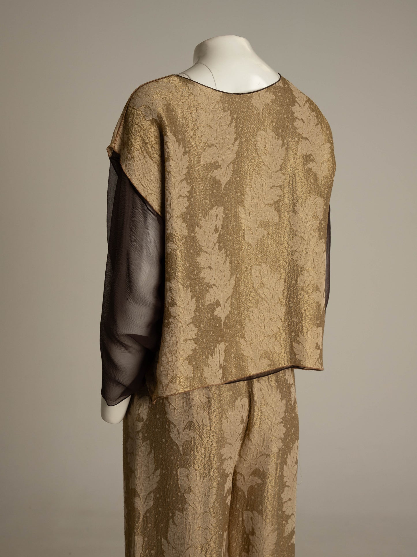 Gold and Brown Silk Two Piece Trouser Set