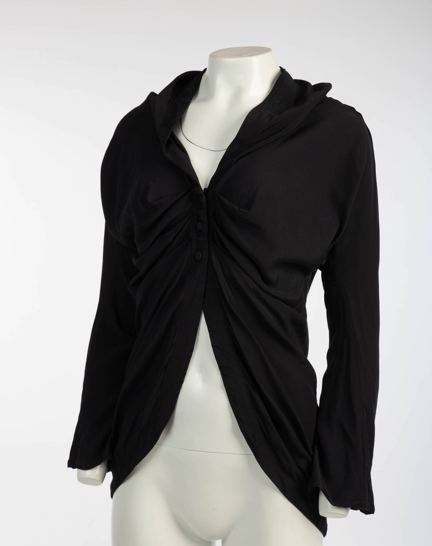 John Flett A/W88 Black Draped Blouse