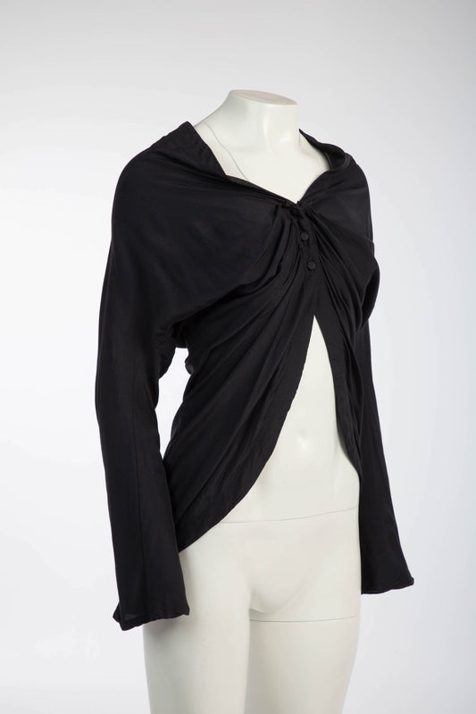 John Flett A/W88 Black Draped Blouse