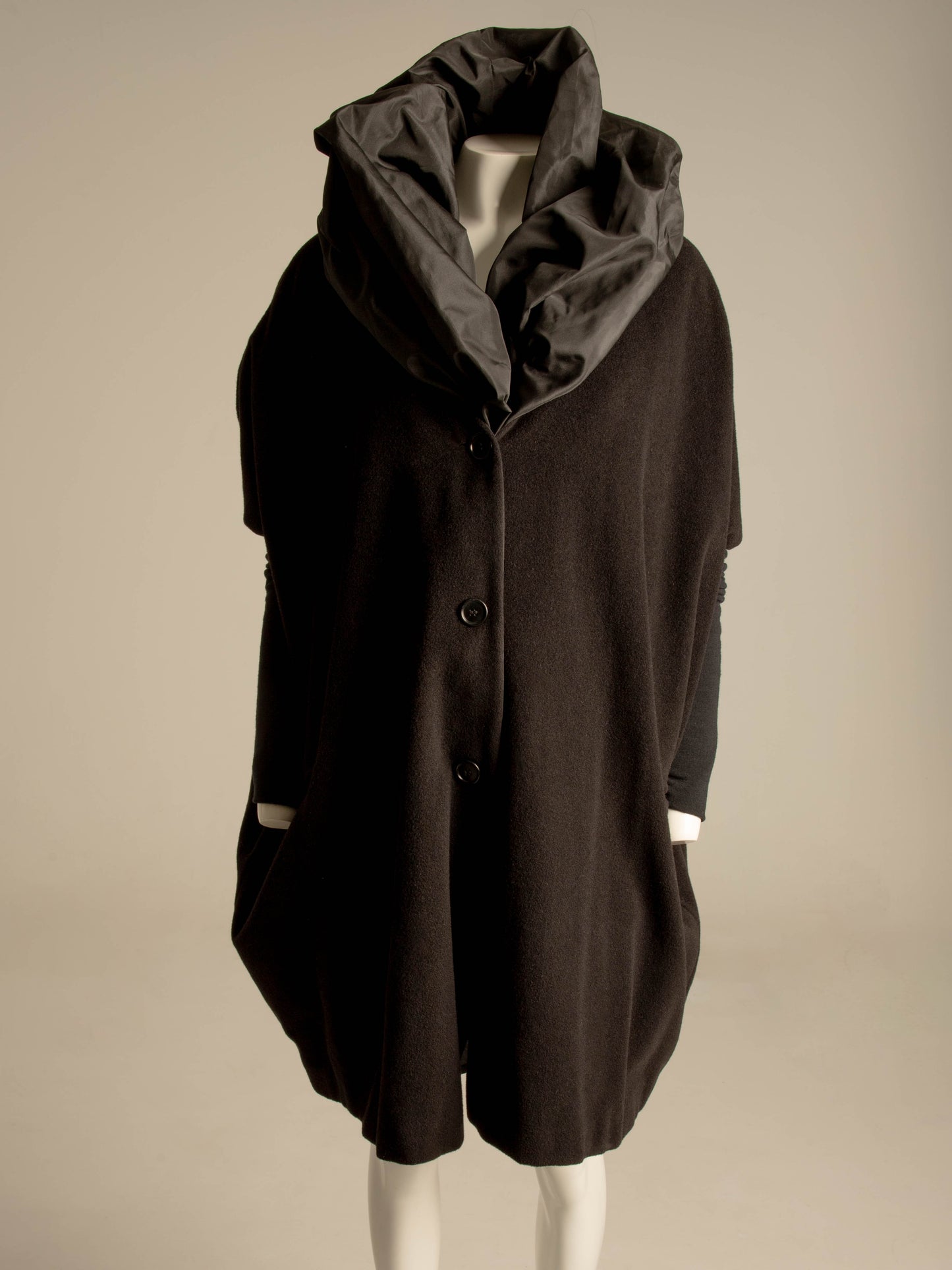 Dolce & Gabbana 1990 Black Wool and Taffeta Coat