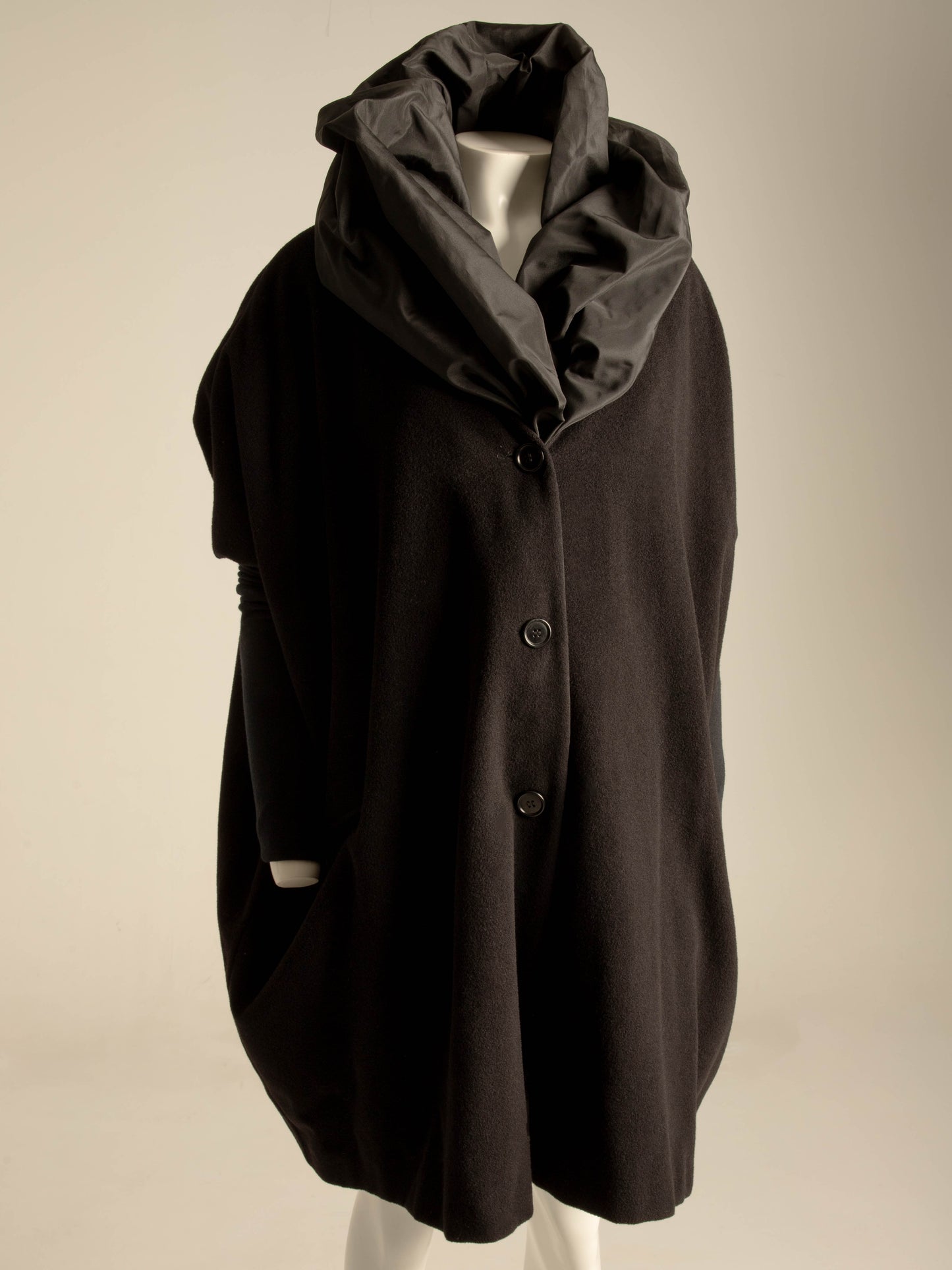 Dolce & Gabbana 1990 Black Wool and Taffeta Coat