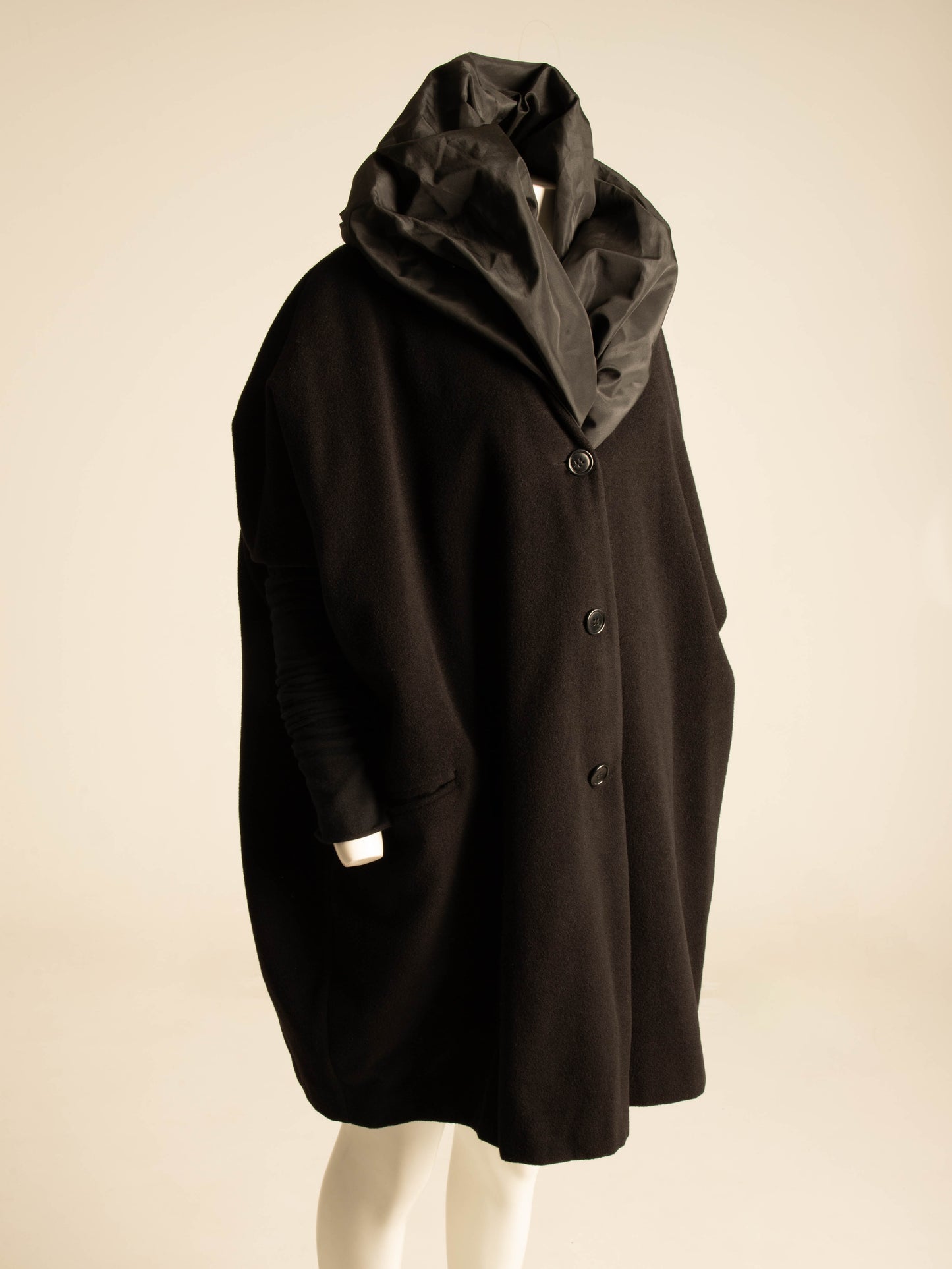 Dolce & Gabbana 1990 Black Wool and Taffeta Coat