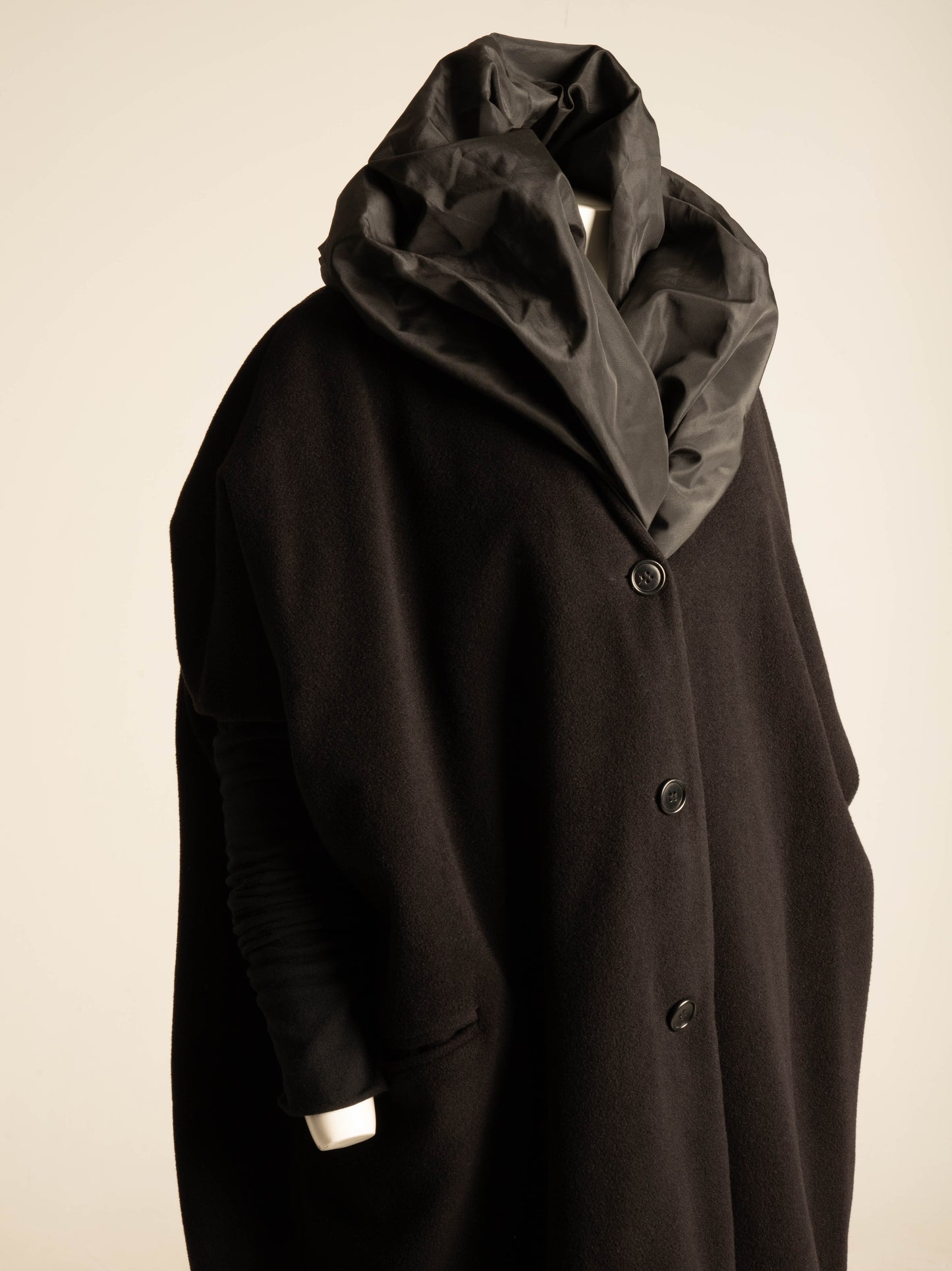 Dolce & Gabbana 1990 Black Wool and Taffeta Coat