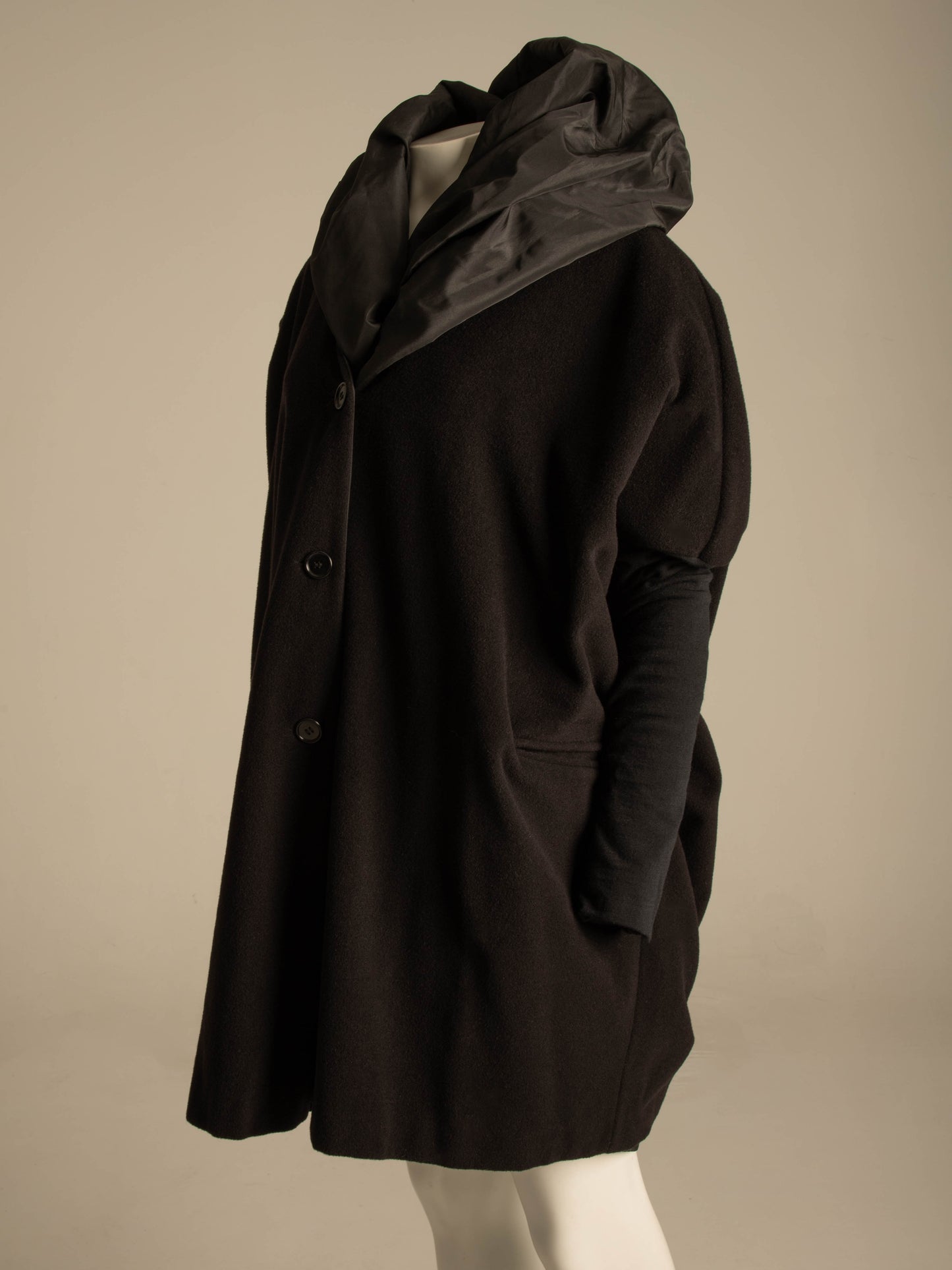 Dolce & Gabbana 1990 Black Wool and Taffeta Coat