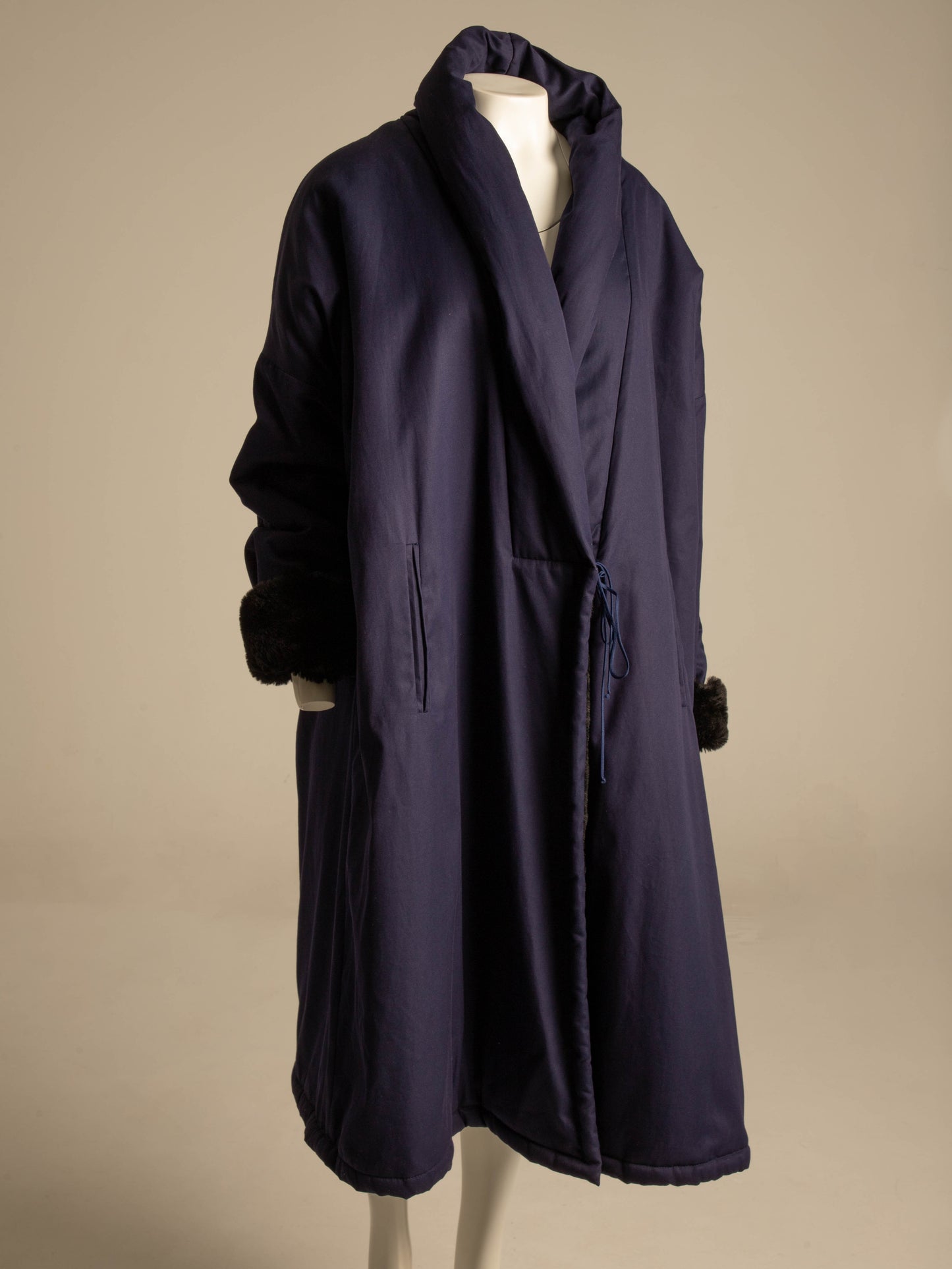 Callaghan by Romeo Gigli A/W 1987 Navy Coat with Faux Fur