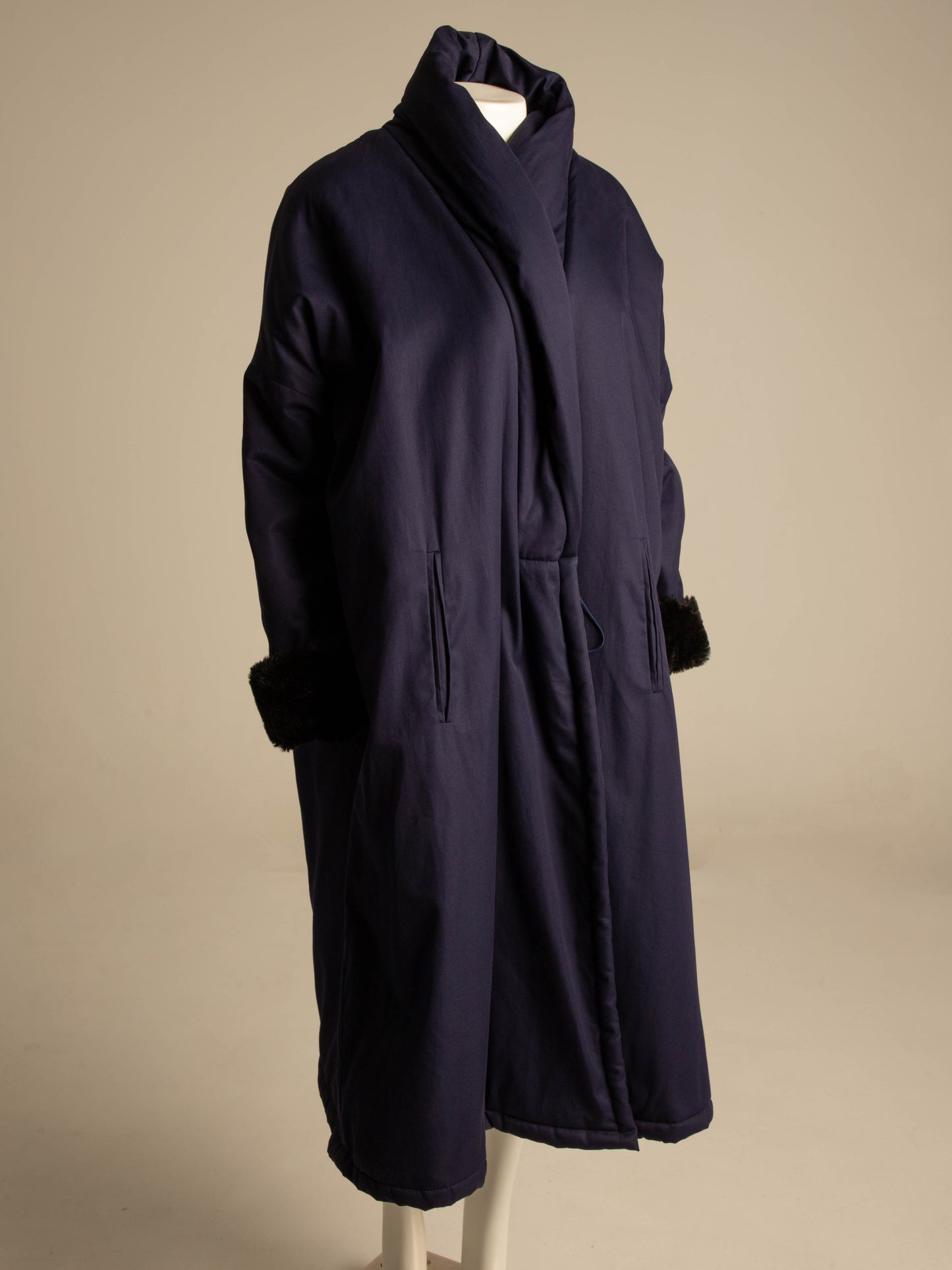 Callaghan by Romeo Gigli A/W 1987 Navy Coat with Faux Fur