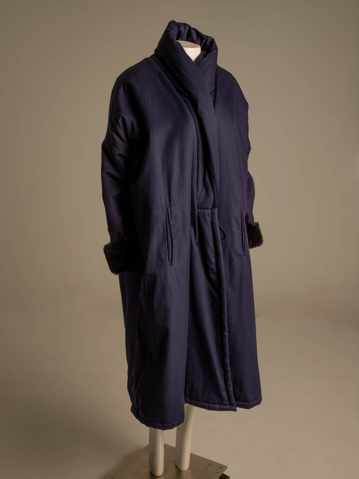 Callaghan by Romeo Gigli A/W 1987 Navy Coat with Faux Fur