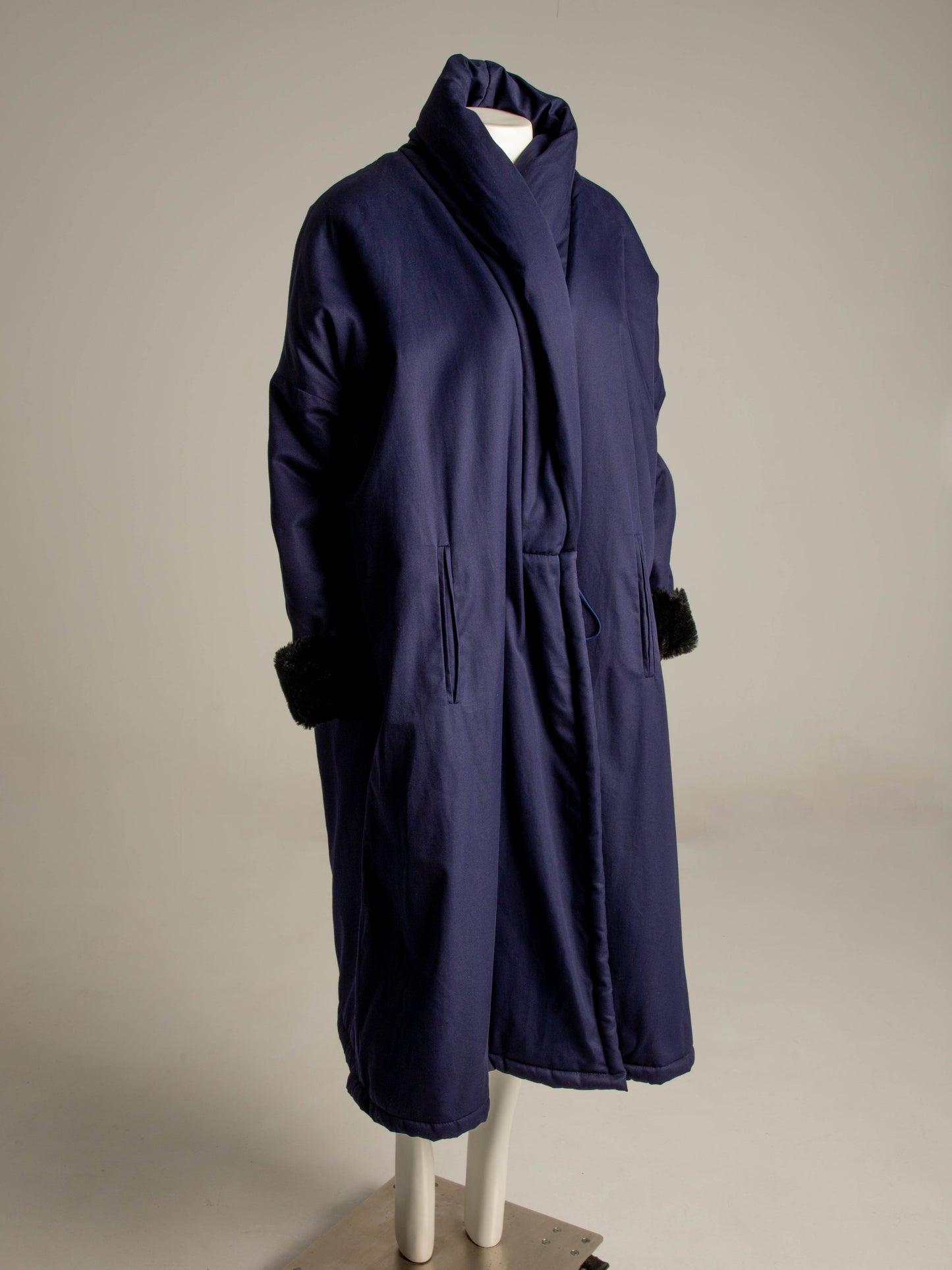 Callaghan by Romeo Gigli A/W 1987 Navy Coat with Faux Fur