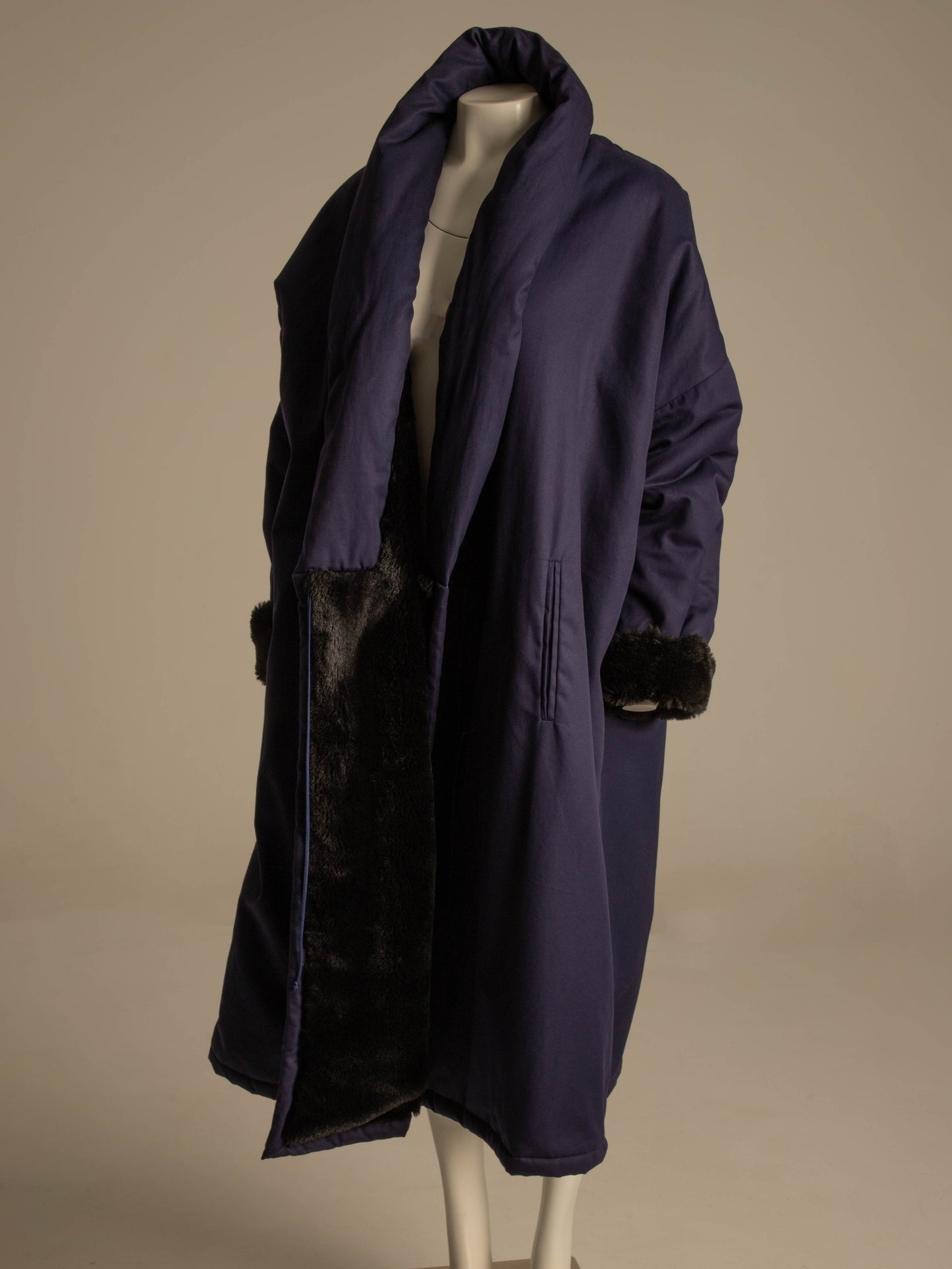 Callaghan by Romeo Gigli A/W 1987 Navy Coat with Faux Fur