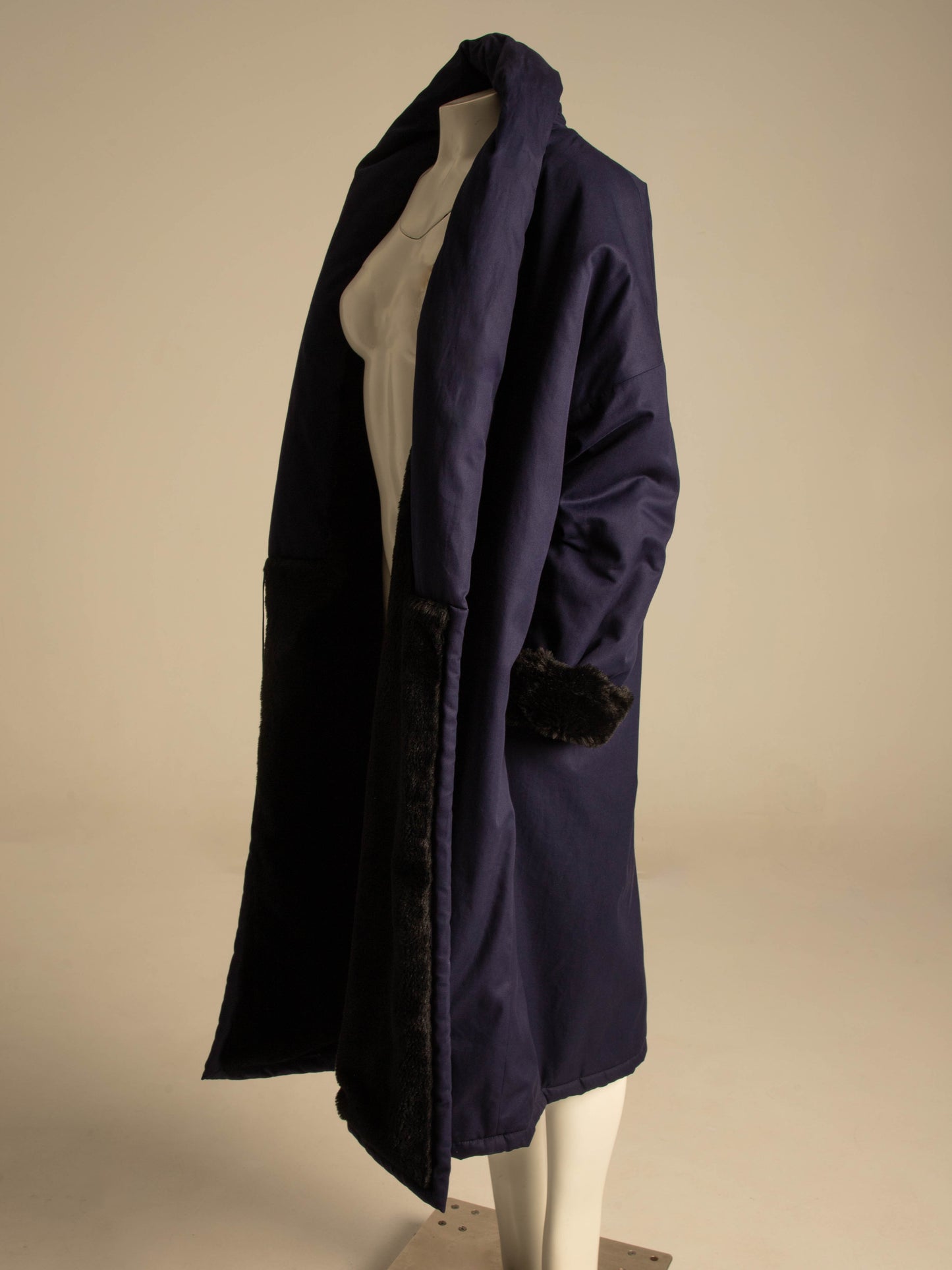 Callaghan by Romeo Gigli A/W 1987 Navy Coat with Faux Fur