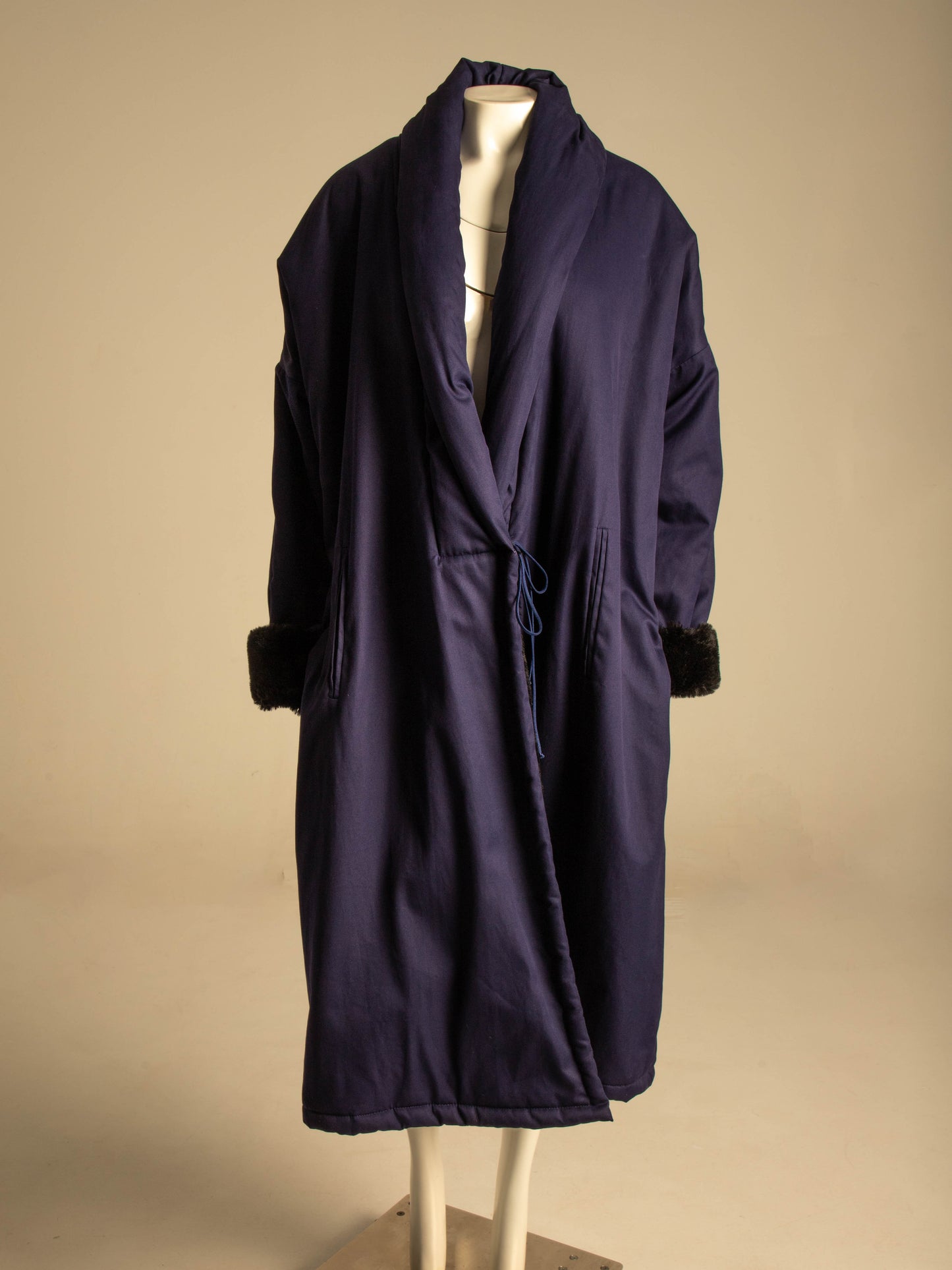 Callaghan by Romeo Gigli A/W 1987 Navy Coat with Faux Fur