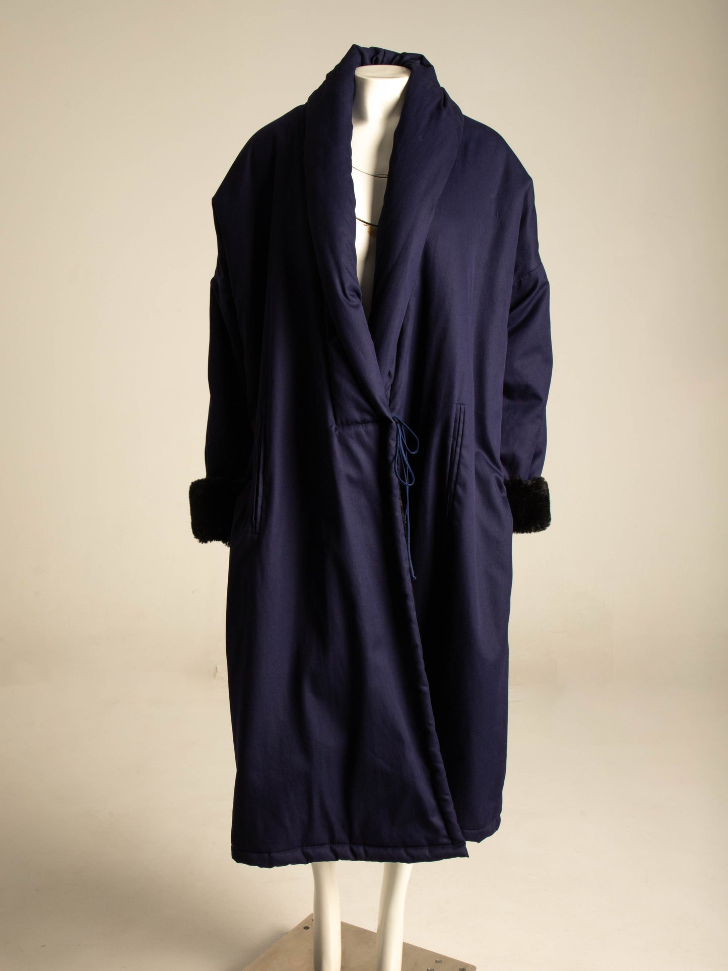 Callaghan by Romeo Gigli A/W 1987 Navy Coat with Faux Fur