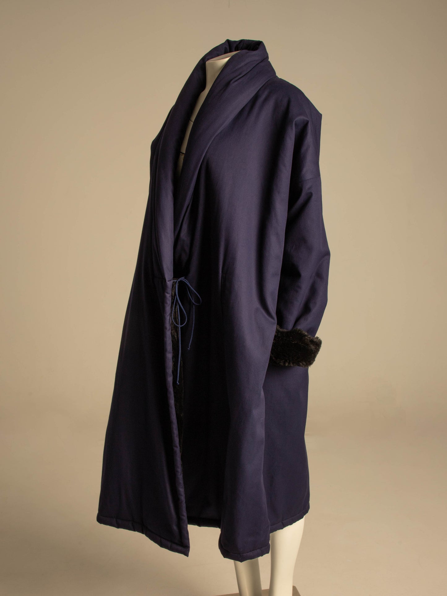 Callaghan by Romeo Gigli A/W 1987 Navy Coat with Faux Fur