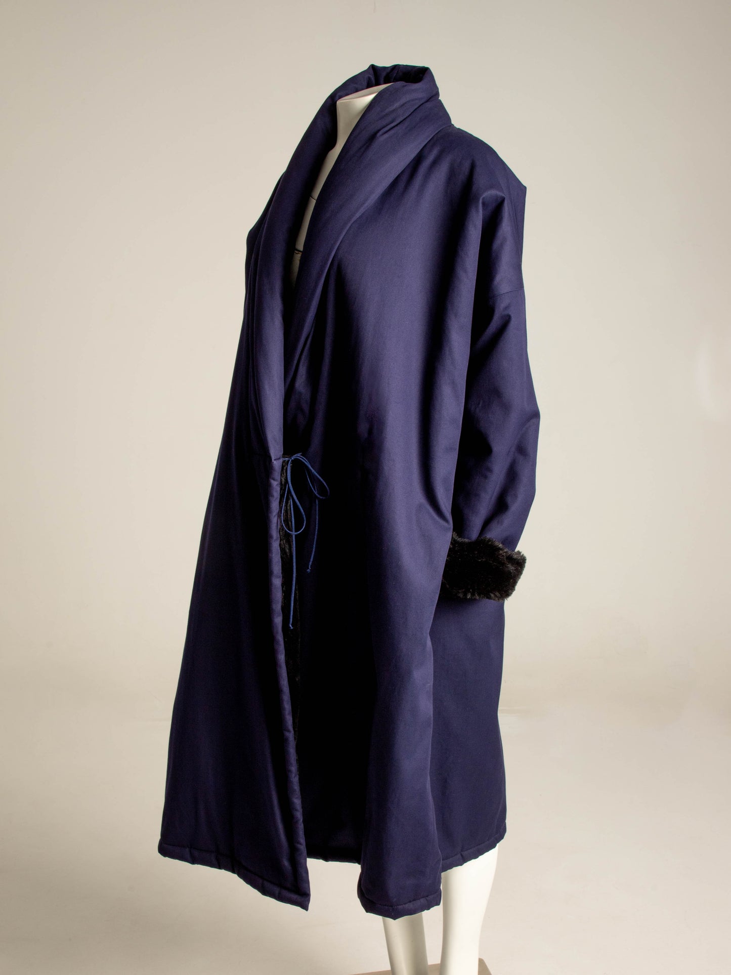Callaghan by Romeo Gigli A/W 1987 Navy Coat with Faux Fur