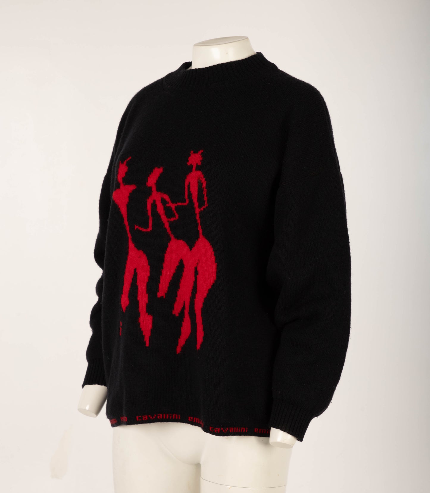 Emilio Cavallini 1987 Black Jumper with Red Figures