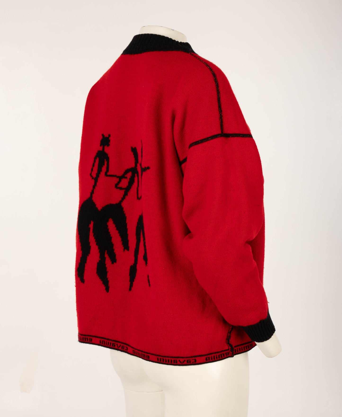 Emilio Cavallini 1987 Black Jumper with Red Figures