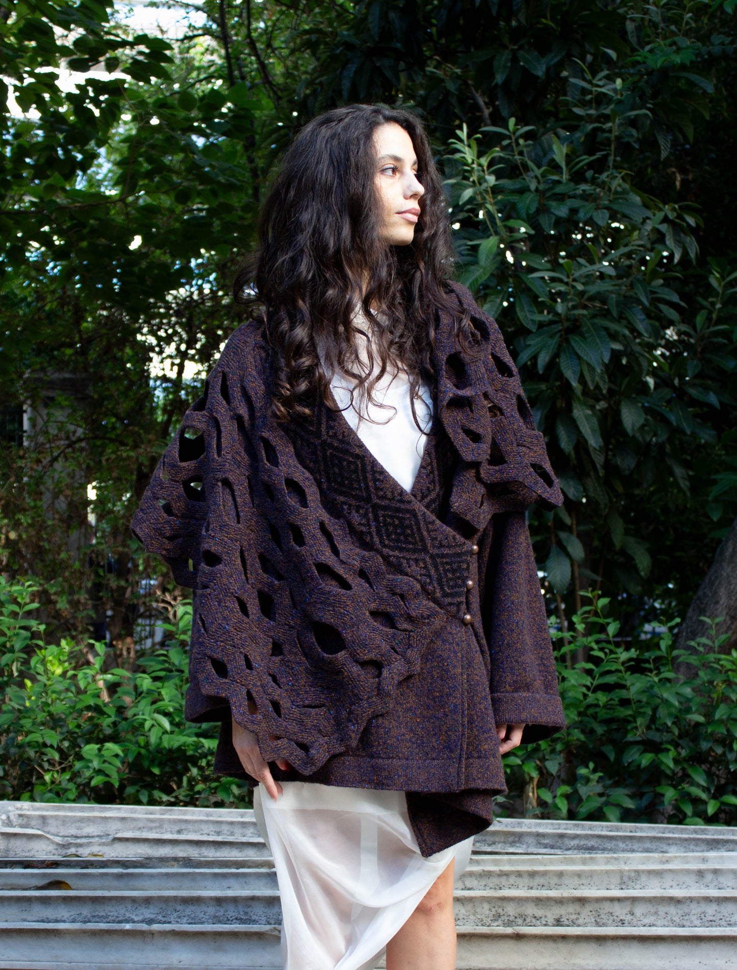 Ernestina Cerini Brown Marle Lattice Knit