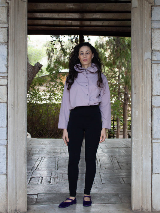 Romeo Gigli Lilac Draped Collar Shirt