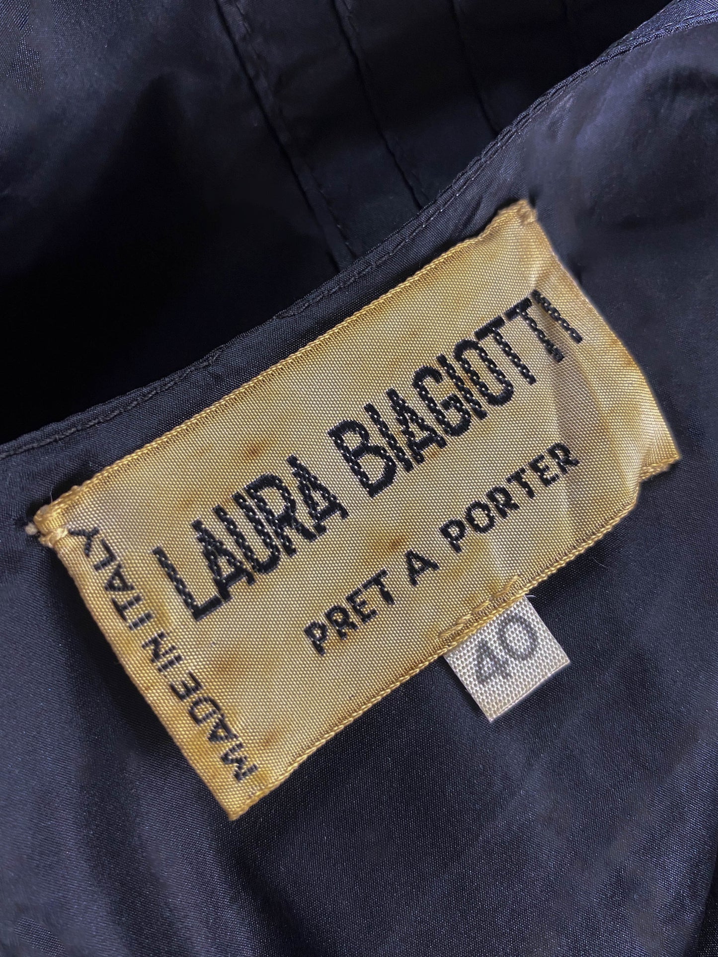 Laura Biagiotti A/W 1982 Black Silk Taffeta Dress with Tartan