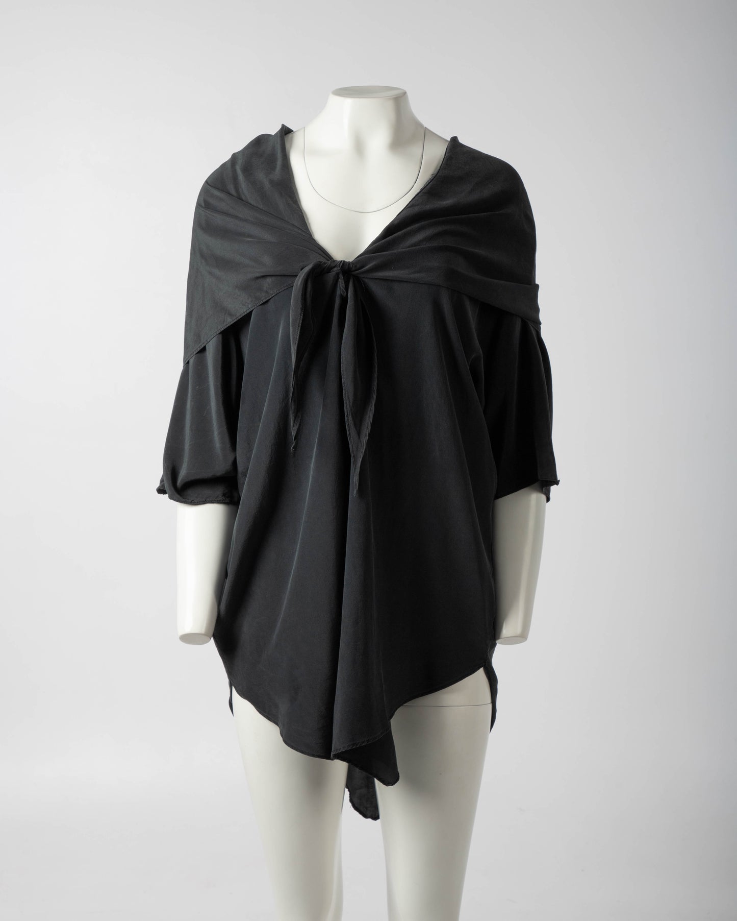 Charcoal Silk Sailor Collar Tunic - Convent Garden Market Circa 1980's