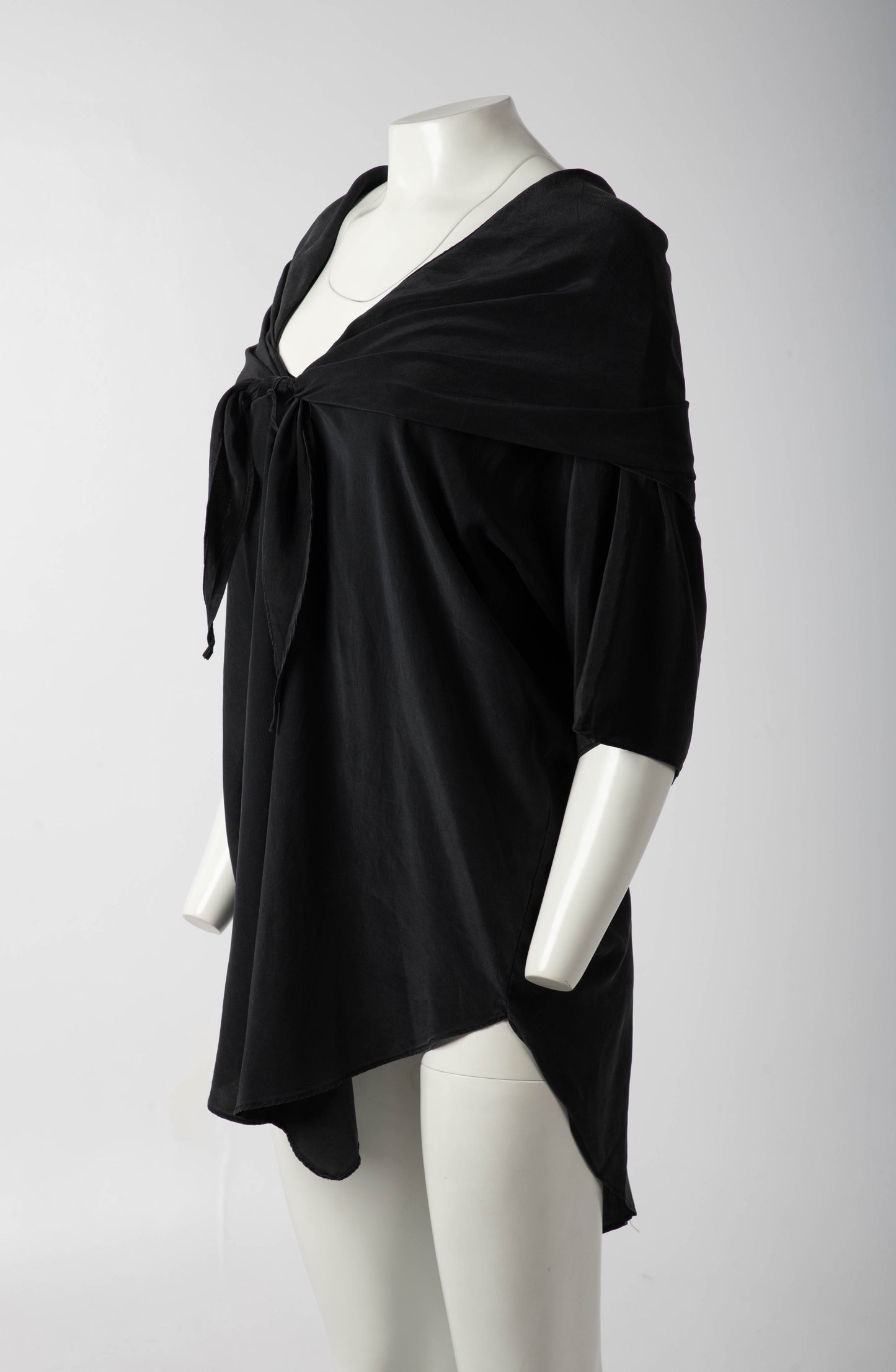 Charcoal Silk Sailor Collar Tunic - Convent Garden Market Circa 1980's