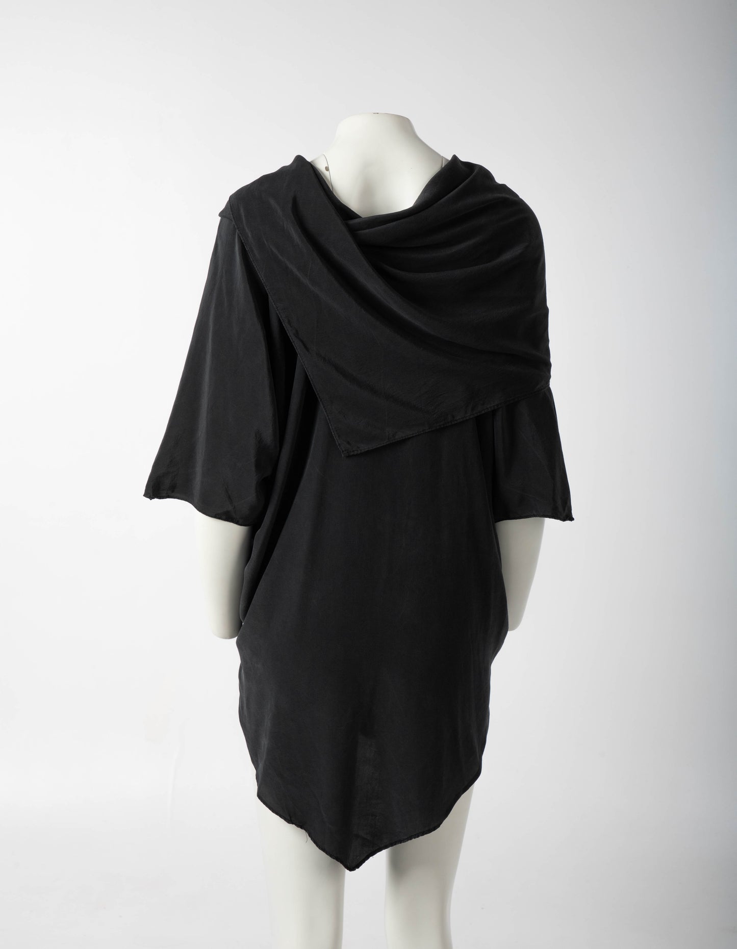 Charcoal Silk Sailor Collar Tunic - Convent Garden Market Circa 1980's