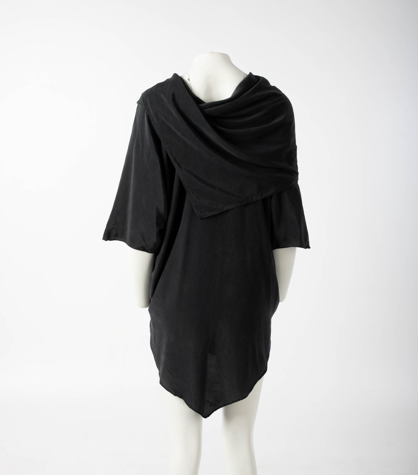 Charcoal Silk Sailor Collar Tunic - Convent Garden Market Circa 1980's