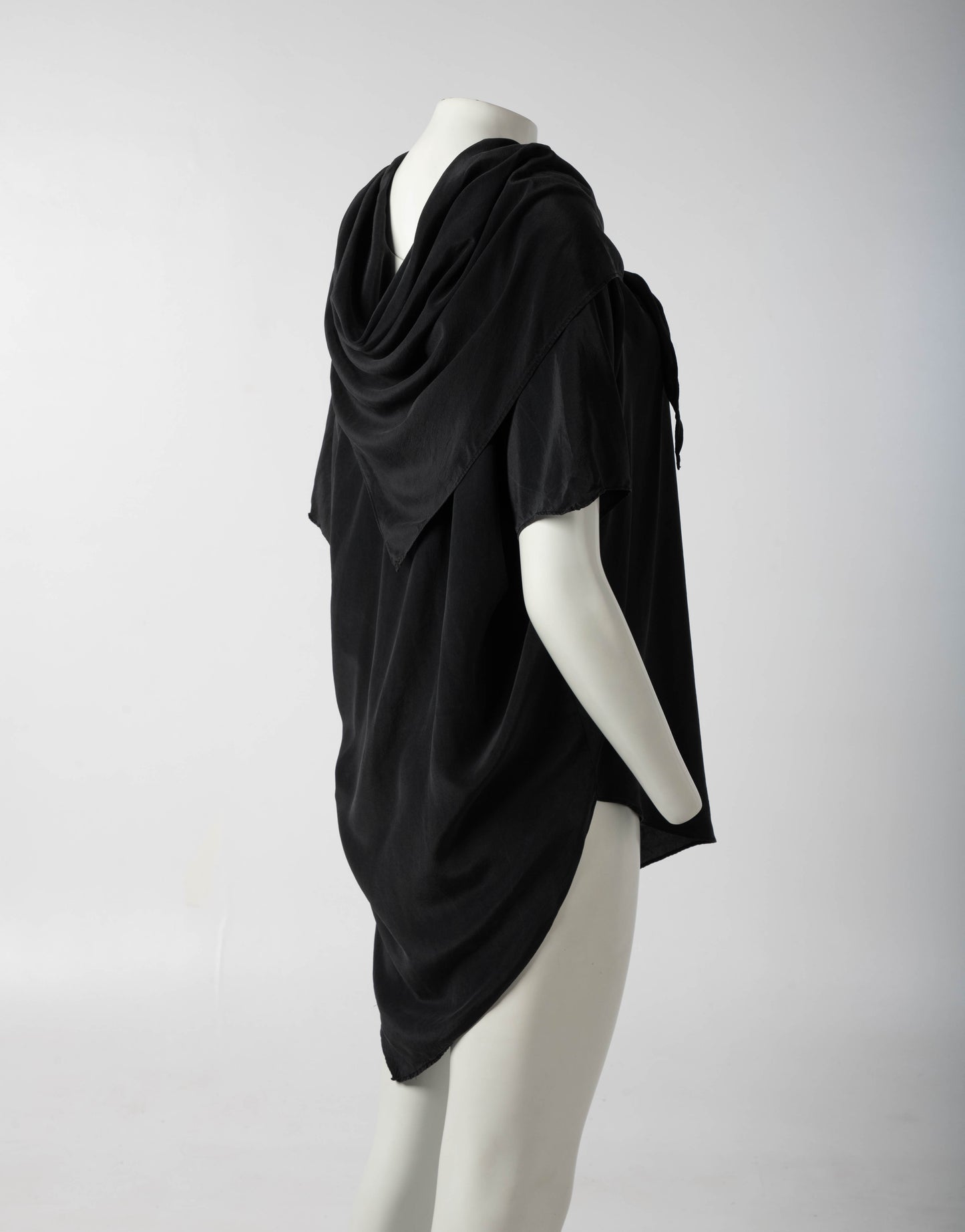 Charcoal Silk Sailor Collar Tunic - Convent Garden Market Circa 1980's