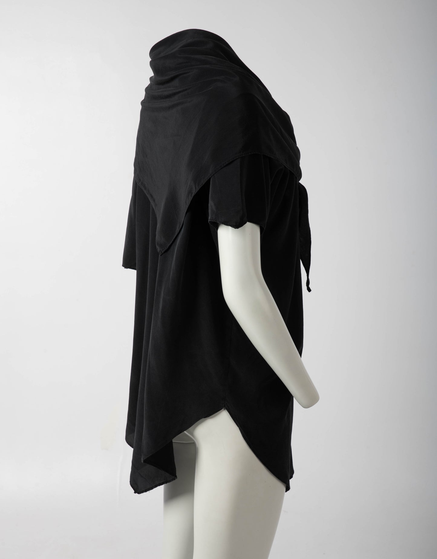 Charcoal Silk Sailor Collar Tunic - Convent Garden Market Circa 1980's