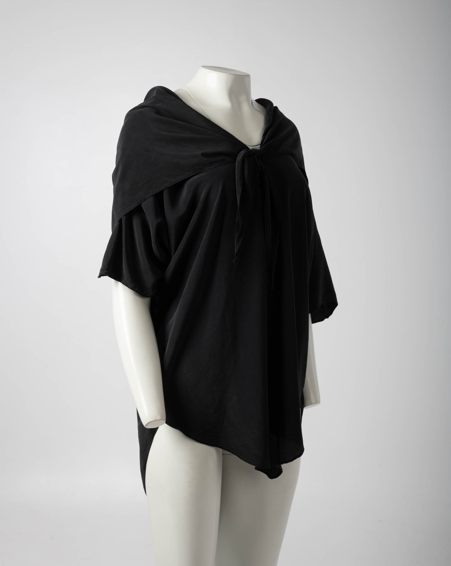 Charcoal Silk Sailor Collar Tunic - Convent Garden Market Circa 1980's