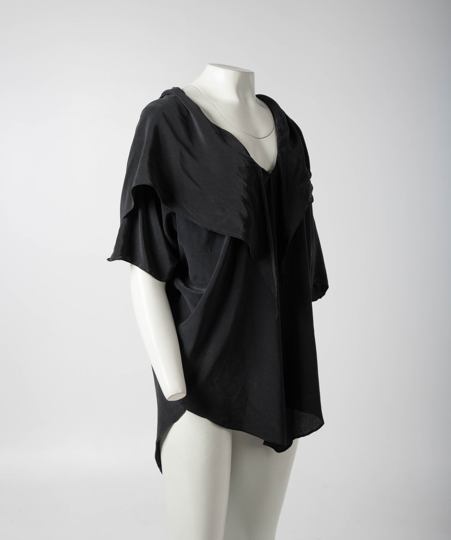 Charcoal Silk Sailor Collar Tunic - Convent Garden Market Circa 1980's