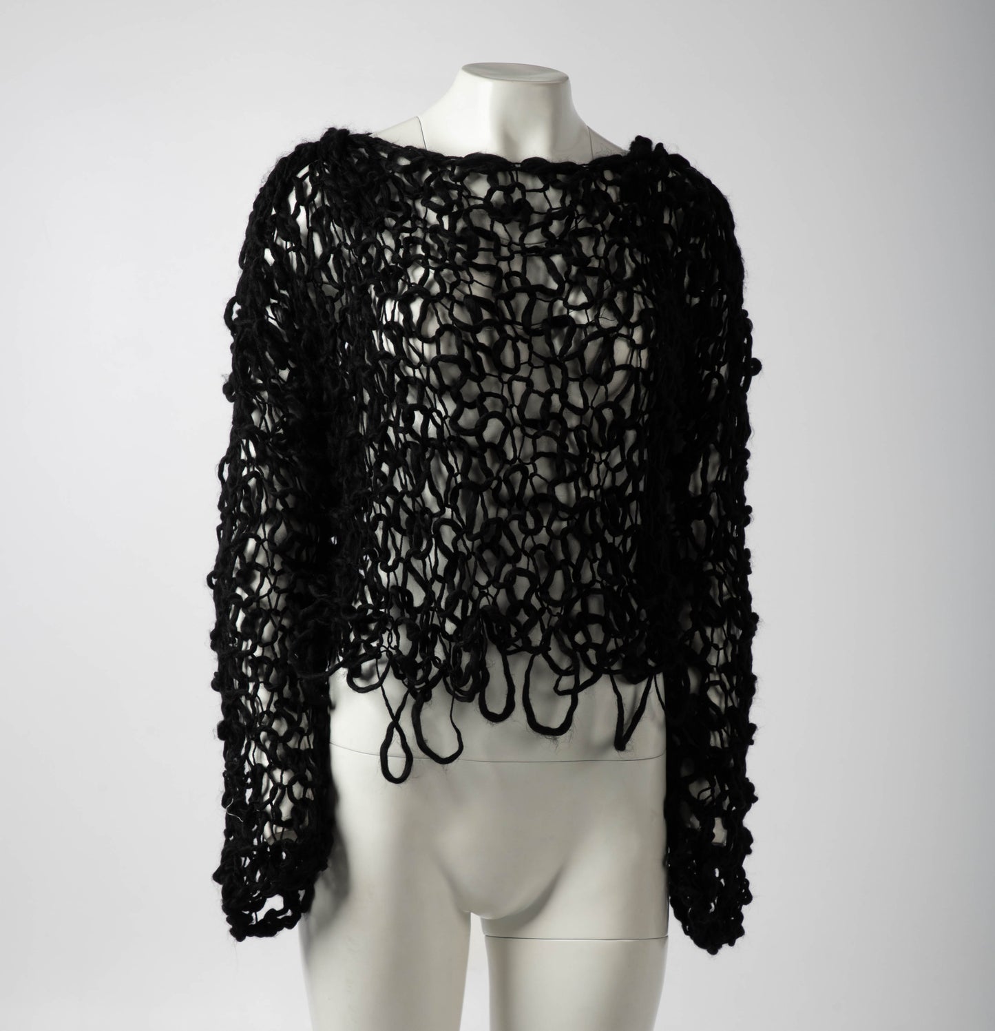 Black Open Weave Net Jumper