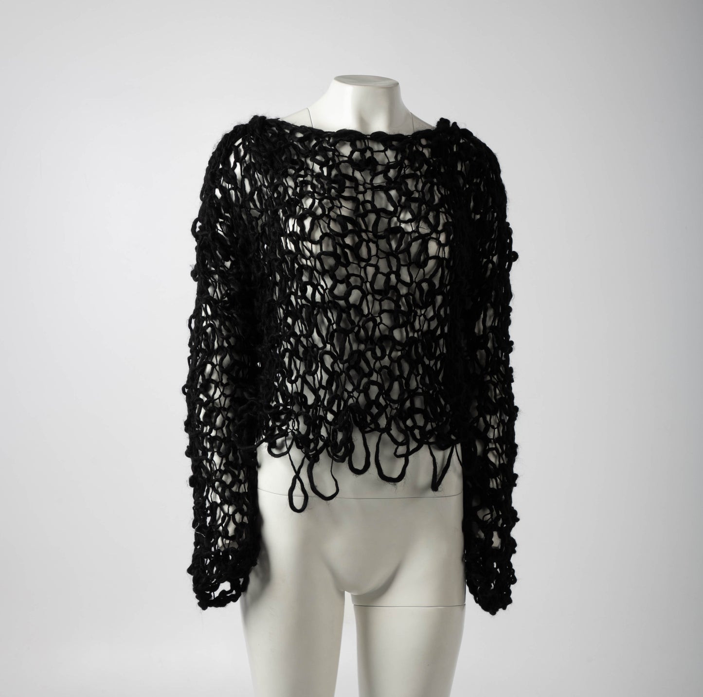 Black Open Weave Net Jumper