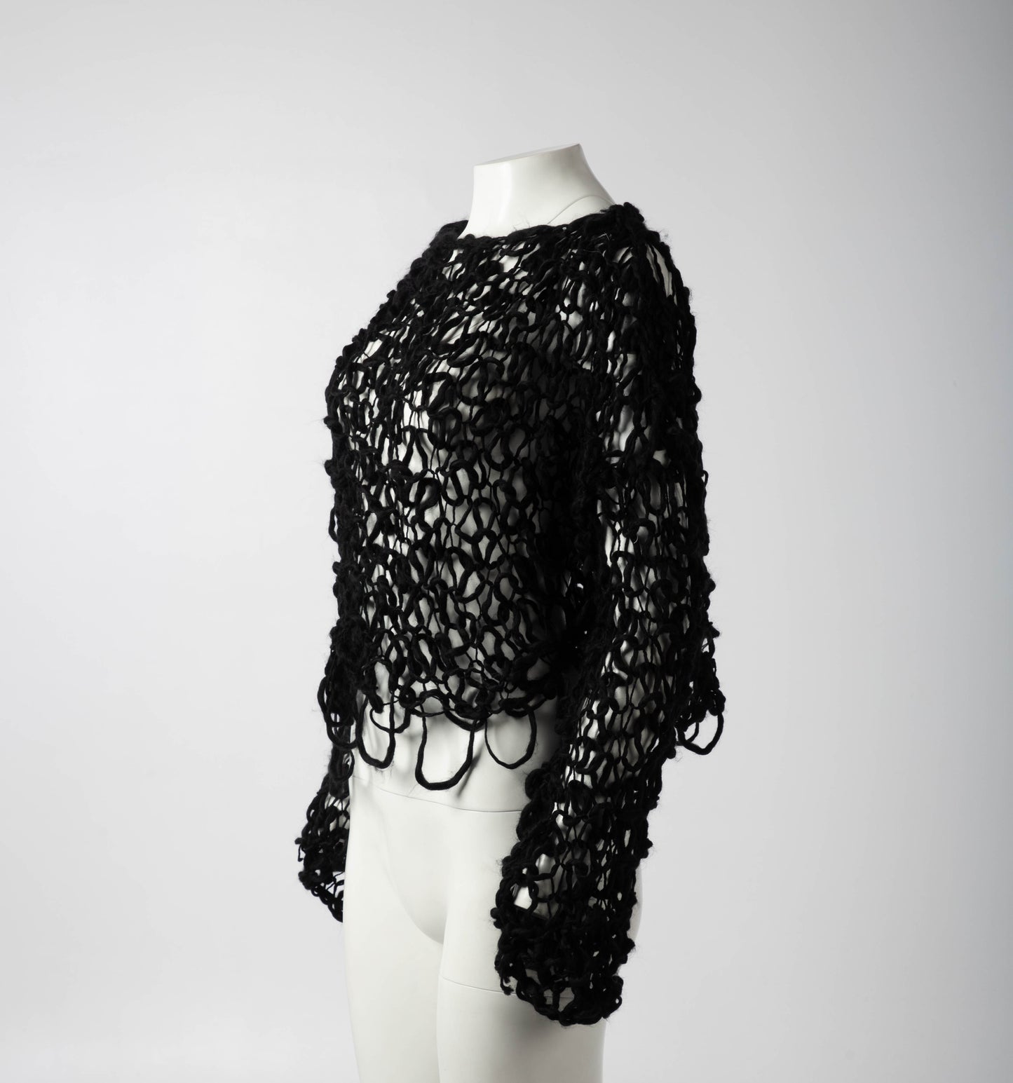 Black Open Weave Net Jumper